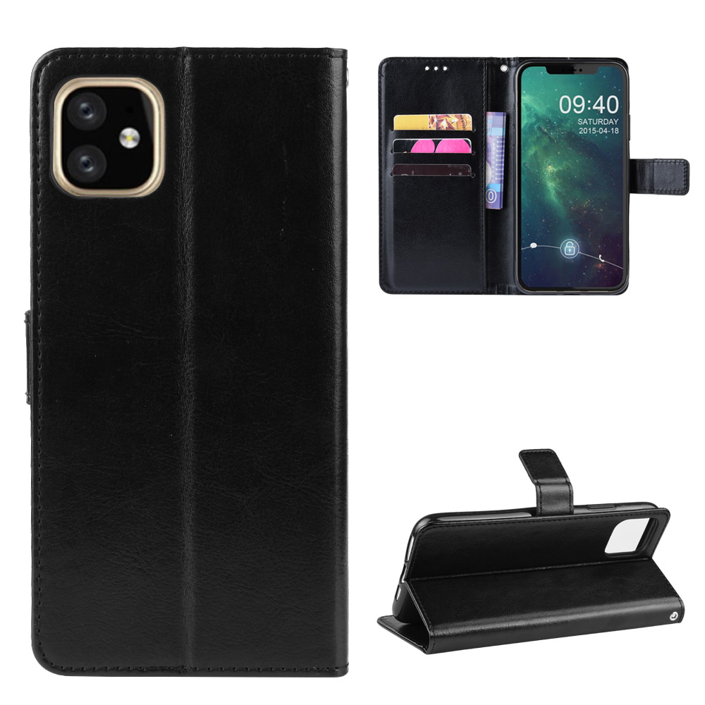 

Crazy Horse Surface pu Кожаная Оболочка Телефона Для Iphone 12 Pro Max 6,7 Дюйма - Черный, iPhone 12 Pro Max