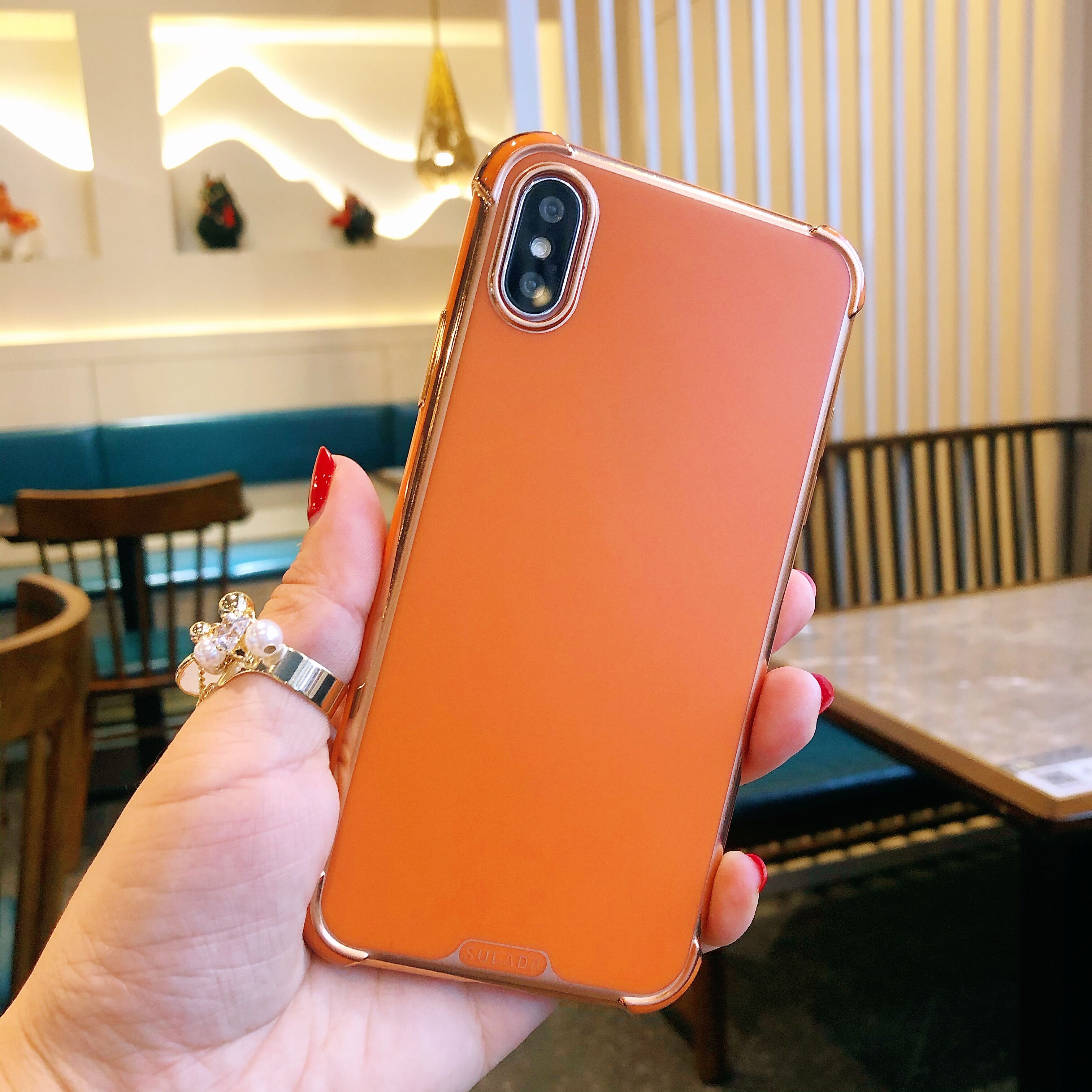 

SULADA Electroplating Frame Soft TPU Phone Cover for iPhone XS Max 6.5 inch - Orange, iPhone XS Max 6.5 inch