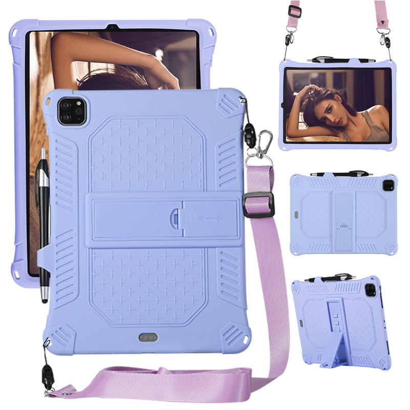 

Kickstand PC Soft Silicone Case with Lanyard for iPad Air (2020) / Air (2022) / Pro 11-inch (2021)(2020)(2022) - Purple, iPad Pro 11 (2022)