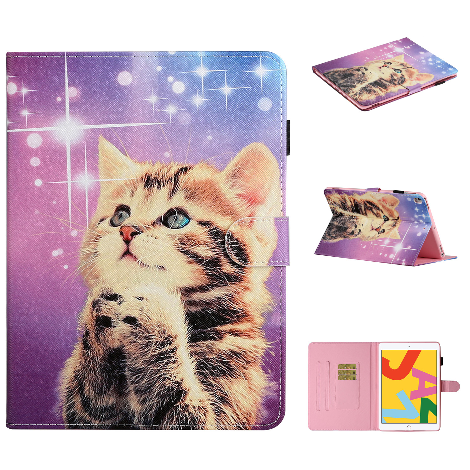 

Pattern Printing Stand Leather Card Holder Case for iPad 10.2 (2021)/(2020)/(2019)/Air 10.5 inch (2019) - Cat, iPad 10.2 (2020)