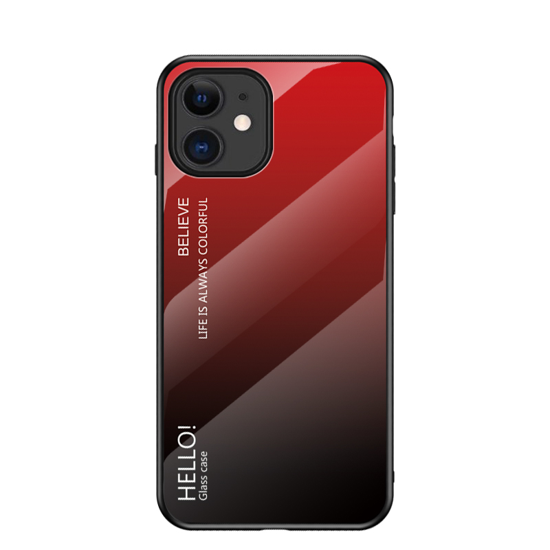 

Gradient Color Tempered Glass + PC + TPU Hybrid Case for iPhone 12 mini - Red / Black, iPhone 12 mini