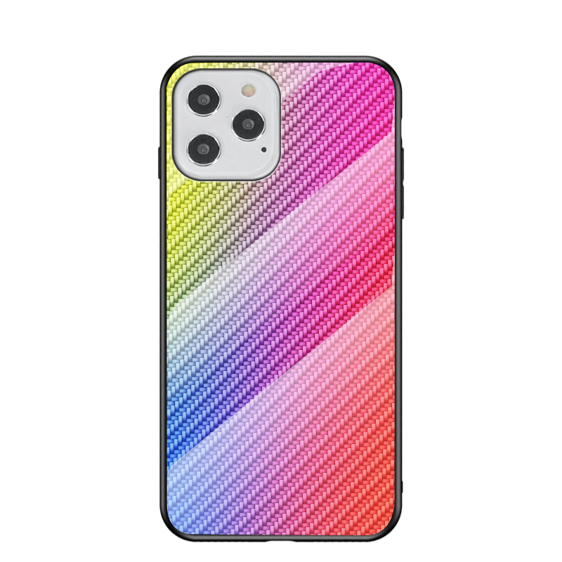 

Текстура Углеродного Волокна Закаленного Стекла + ПК + TPU Combo Case Для IPhone 12 Pro / 12 - Многоцветный, iPhone 12