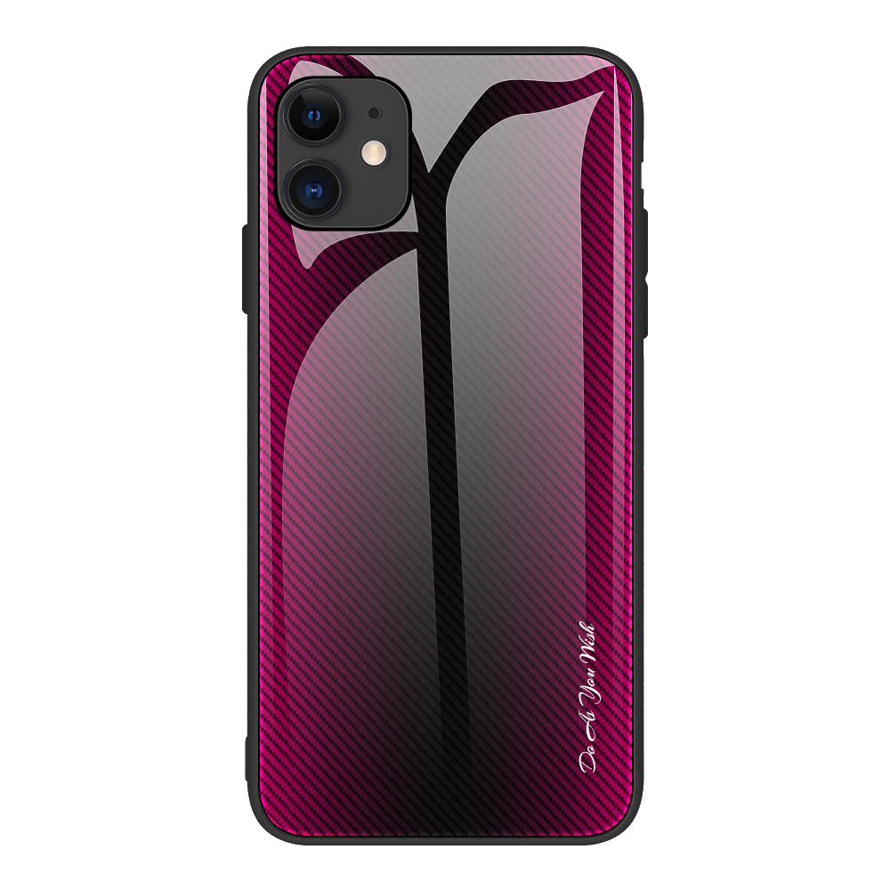 

Углеродное Волокно Текстуры PC Стекло Обратно + TPU Combo Case Для IPhone 12 Pro Max 6,7 Дюйма - Роза, iPhone 12 Pro Max