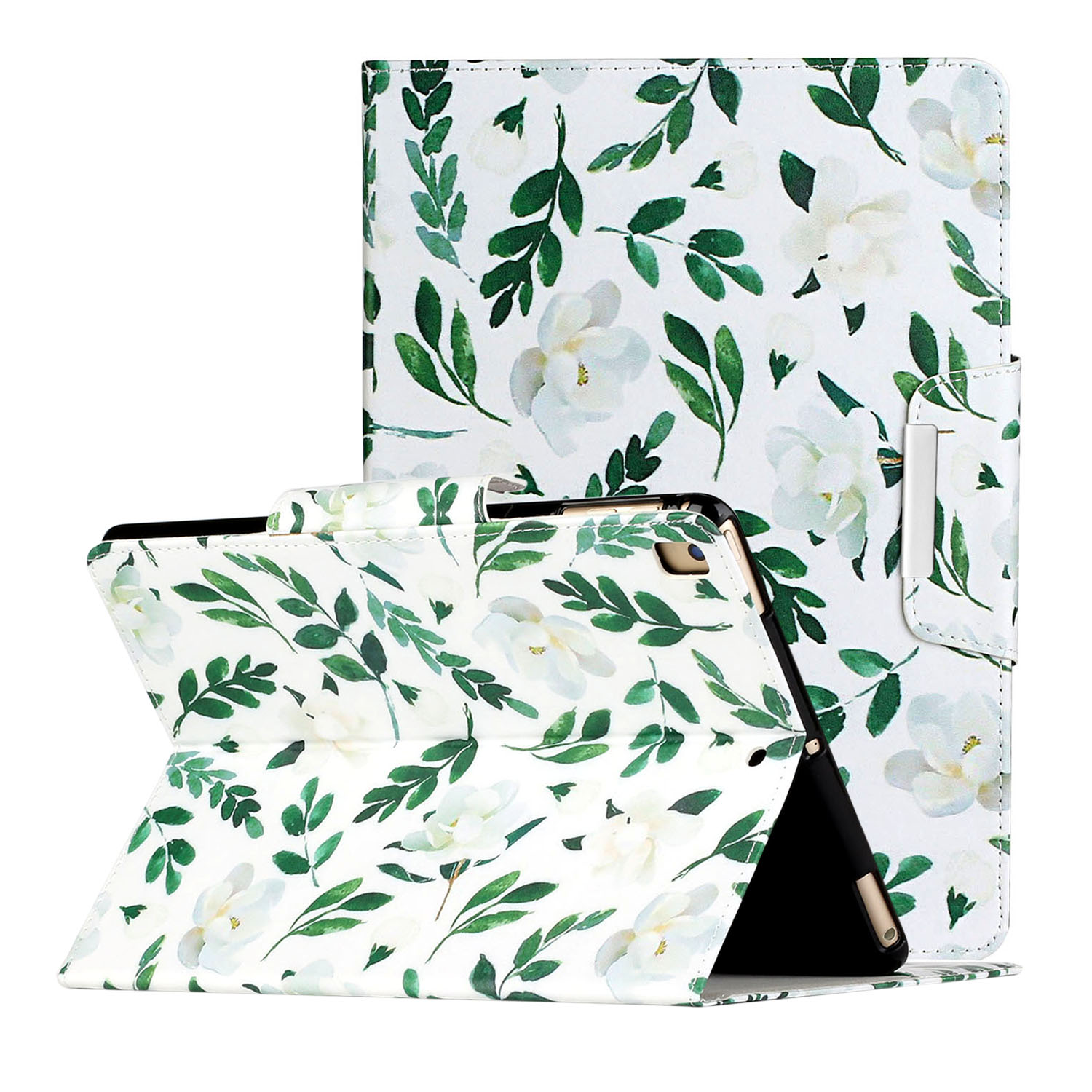 

Pattern Printing Smart Leather Stand Case for iPad 9.7-inch (2018) / 9.7-inch (2017) / Air 2 / Air (2013) - White Flowers, iPad 9.7-inch (2018)