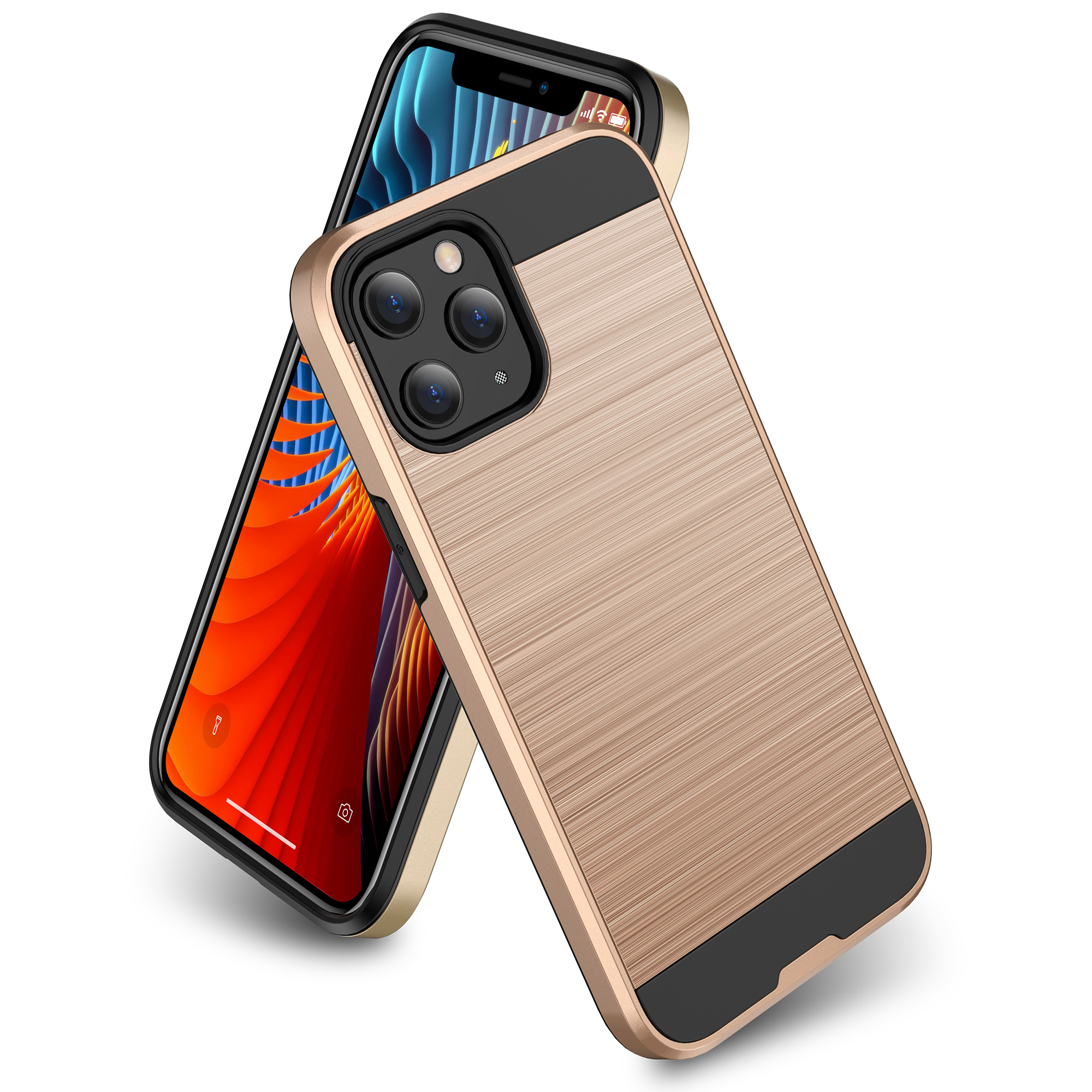 

Brushed PC + TPU Hybrid Cell Phone Cover for iPhone 12 mini - Gold, iPhone 12 mini