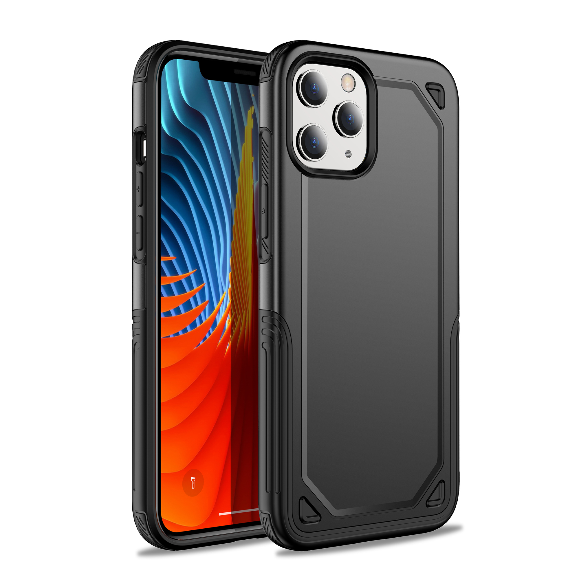 

Plastic + TPU Hybrid Rugged Armor Case Protective Cover for iPhone 12 mini - Black, iPhone 12 mini