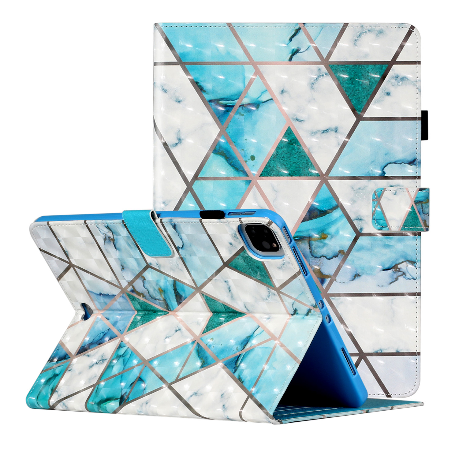 

Light Spot Decor Patterned PU Leather Stand Shell Tablet Case for iPad Pro 11-inch (2020)/(2018) - Blue and White, iPad Pro 11-inch (2020)