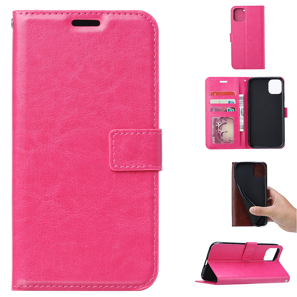 

Crazy Horse Leather Stand Wallet Case for iPhone 12 Pro/12 - Rose, iPhone 12 Pro
