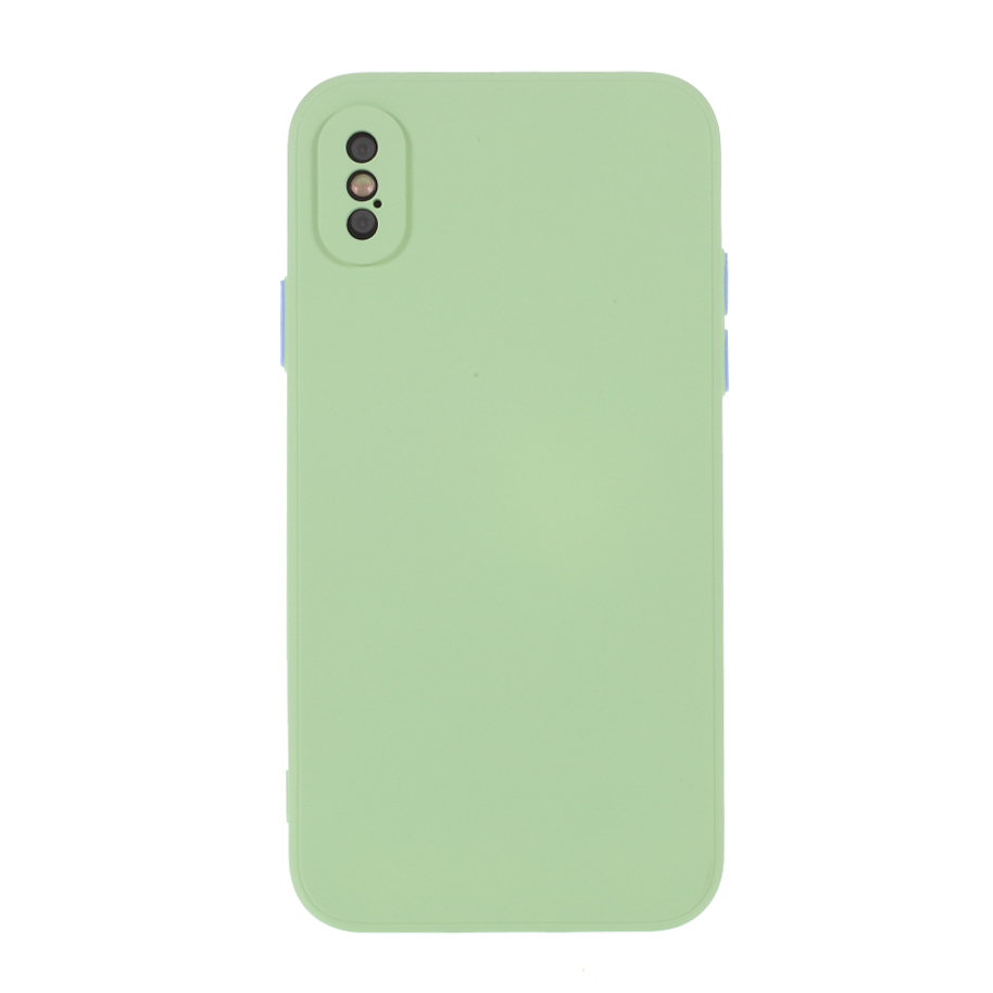 

Contrast Color Button TPU Case with Soft Lint Inner for iPhone XS/X - Light Green, iPhone XS 5.8 inch