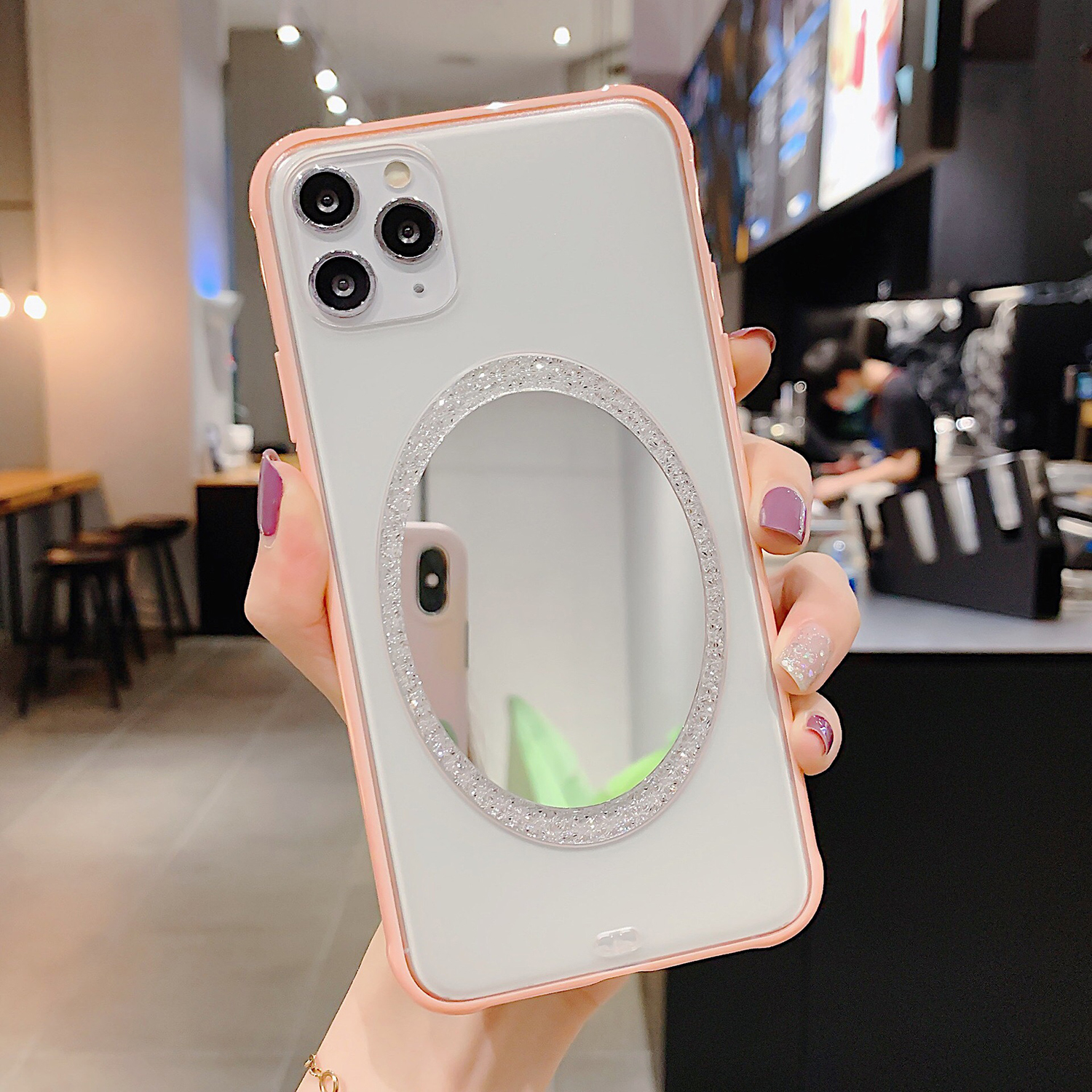 

Makeup Mirror PC Shockproof Phone Cover for iPhone 11 Pro 5.8 inch - Pink, iPhone 11 Pro 5.8 inch
