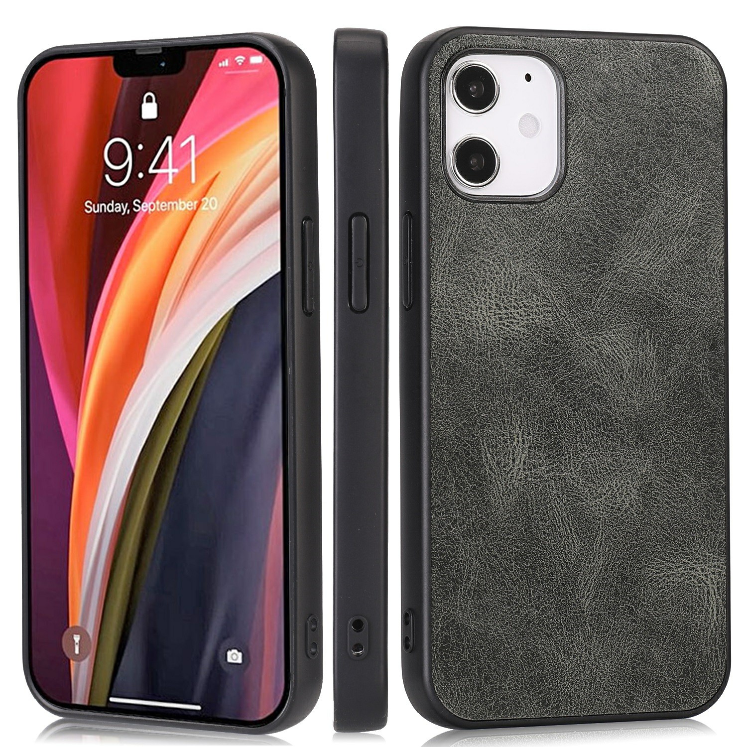 

Phone Case Crazy Horse Texture PU Leather Coated TPU Shell for iPhone 12 Pro/12 - Green, iPhone 12
