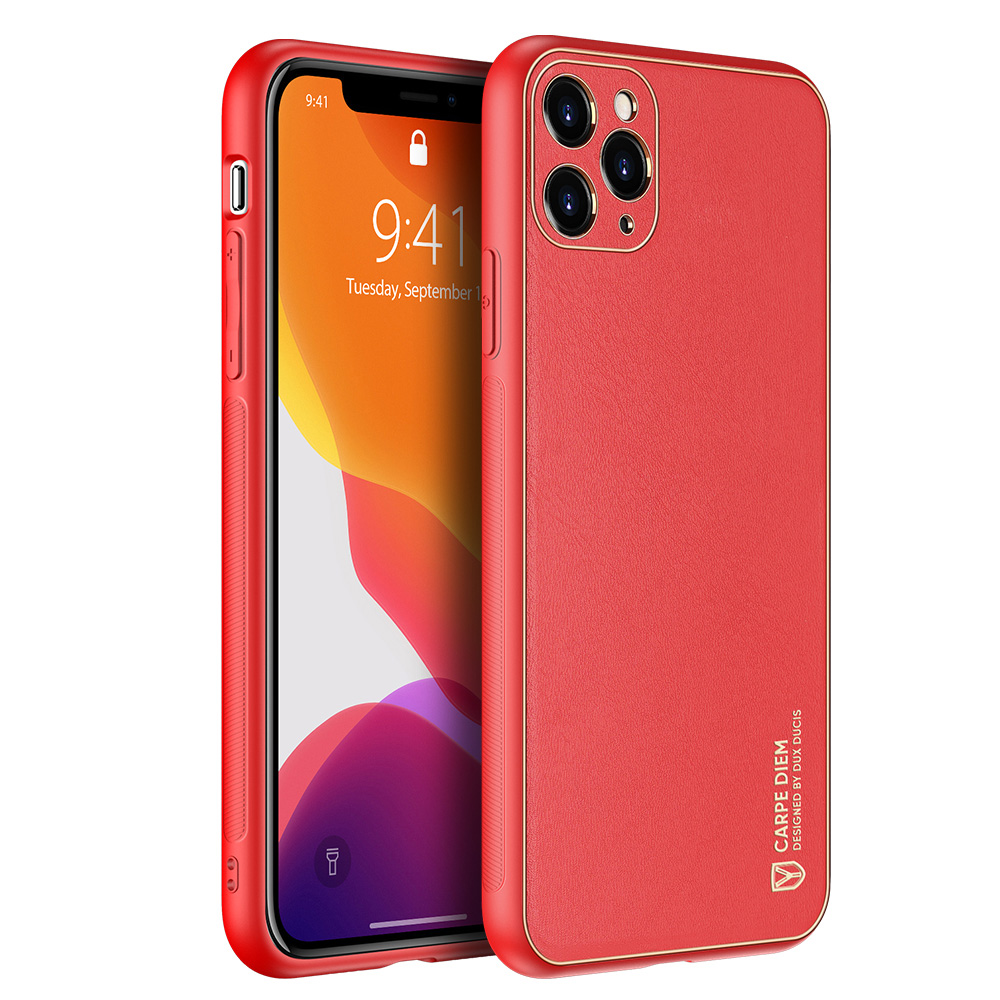 

Dux Ducis Yolo Серии ELEMONOTIONUS PU Кожаное Покрытие TPU PC Гибридный Чехол Для IPhone 11 Pro 5,8 Дюйма - Красный, iPhone 11 Pro 5.8 inch