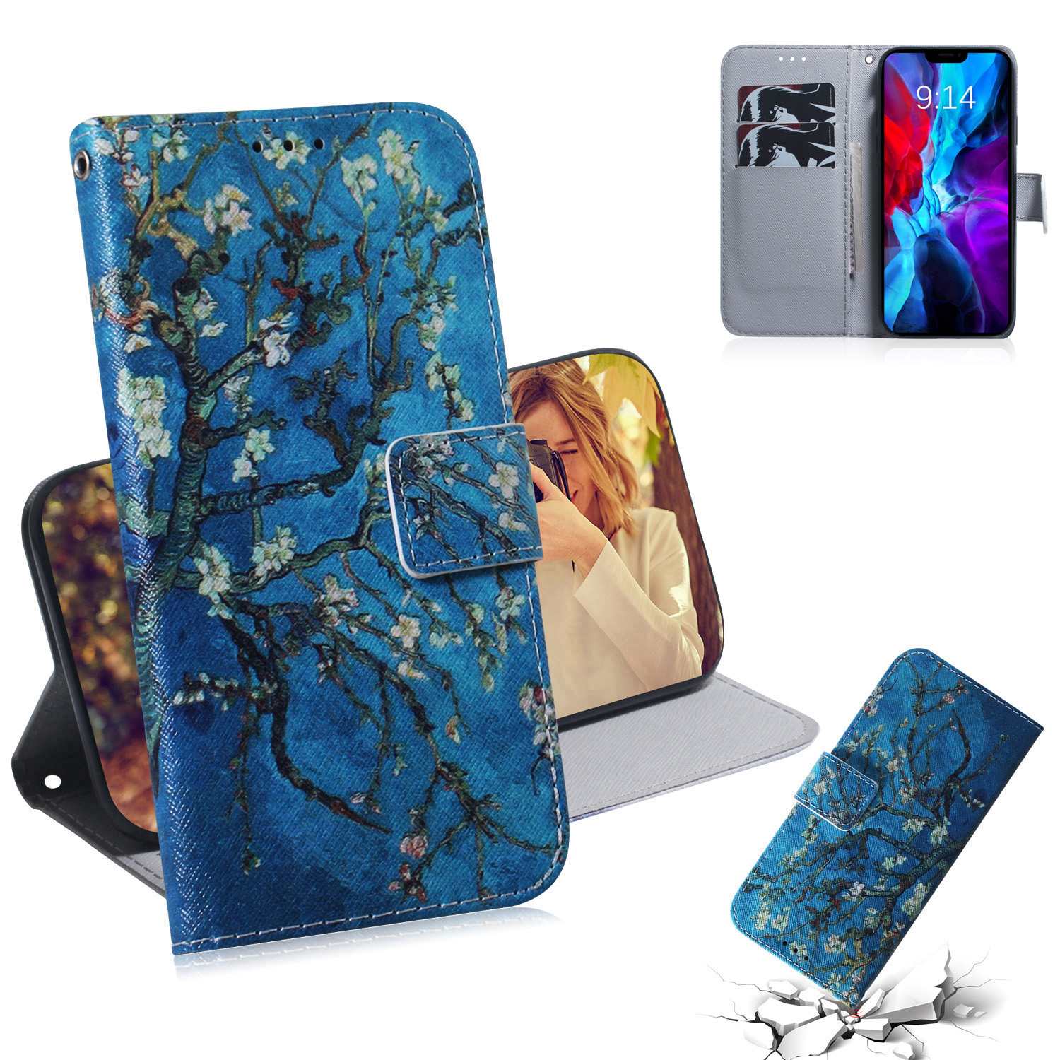 

Pattern Printing PU Leather Wallet Case for iPhone 12 mini 5.4 inch - Beautiful Flower, iPhone 12 mini