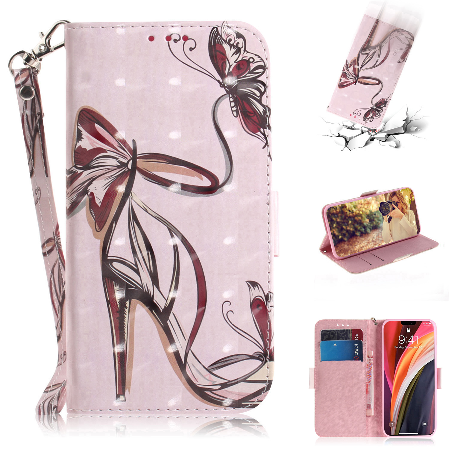 

Light Spot Decor Pattern Printing Leather Shell for iPhone 12 Pro Max 6.7 inch - High Heel Sandal, iPhone 12 Pro Max