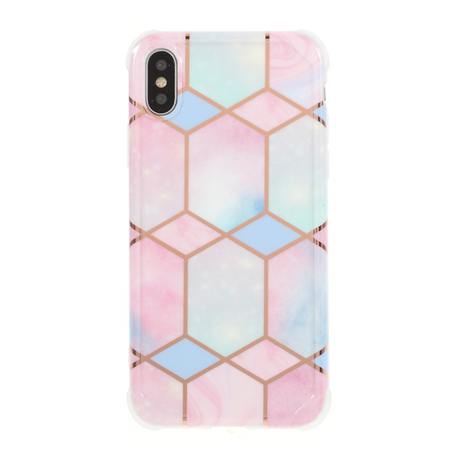 

Matching Marble Pattern Plating IMD TPU Back Case for iPhone XS Max 6.5 inch - Style E, iPhone XS Max 6.5 inch