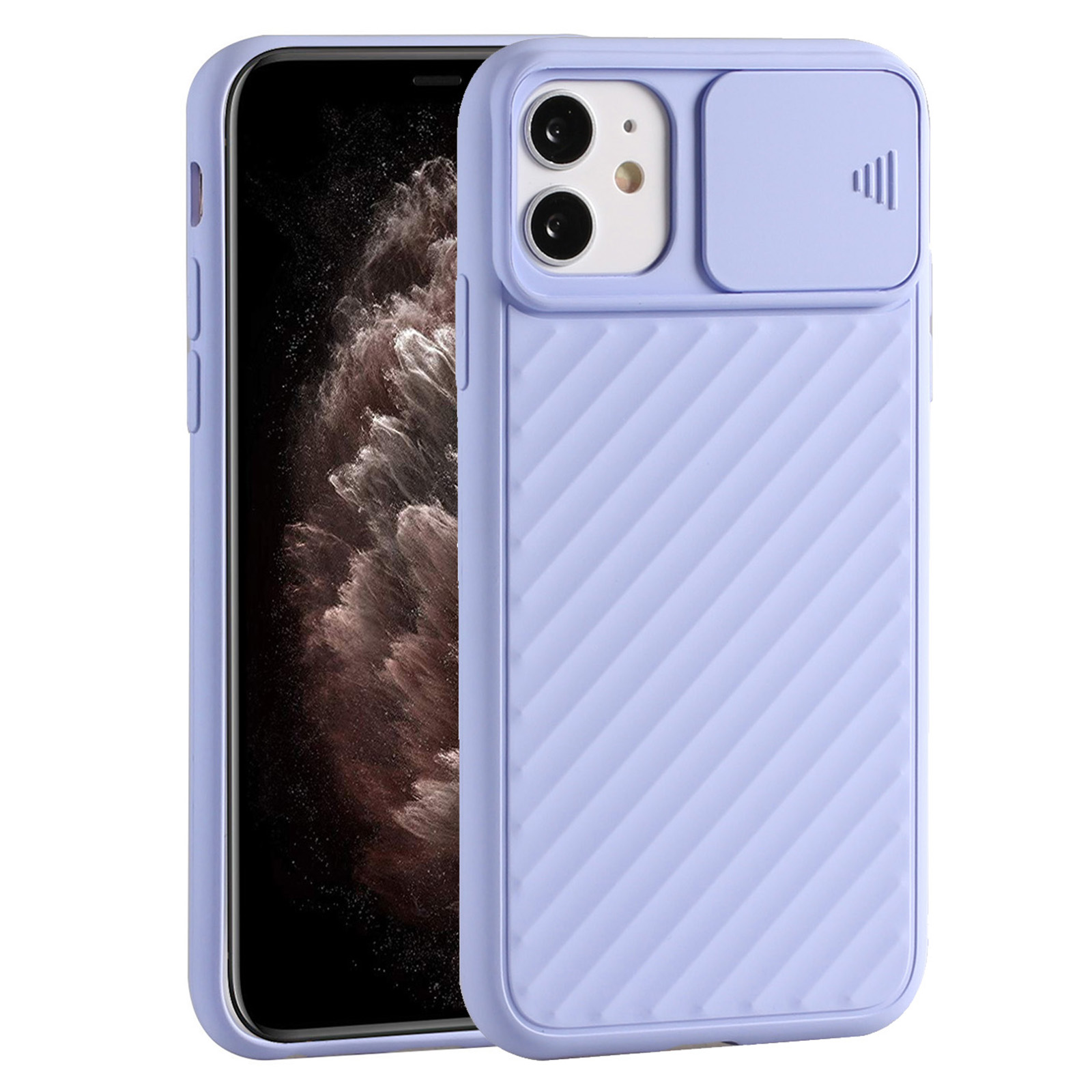 

Flexible TPU Shell with Slide Camera Cover for iPhone 12 Pro/12 - Purple, iPhone 12