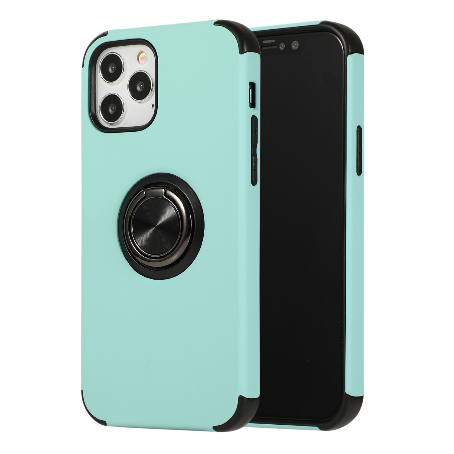 

Hybrid Cover Finger Ring Kickstand TPU + PC Shell for iPhone 12 Pro Max 6.7 inch - Cyan, iPhone 12 Pro Max