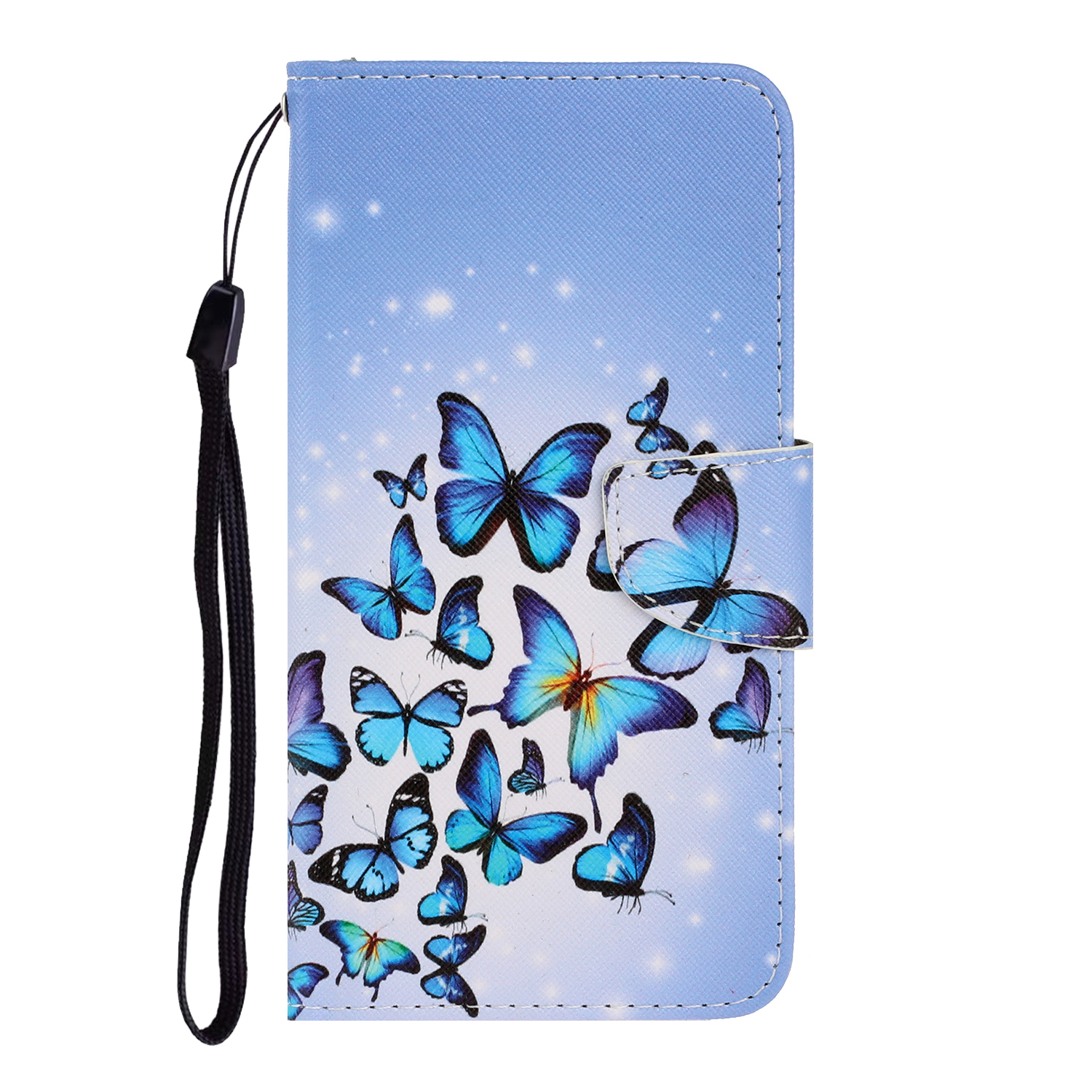 

Pattern Printing Stand Leather Shell for iPhone 12 Pro/12 - Blue Butterflies, iPhone 12