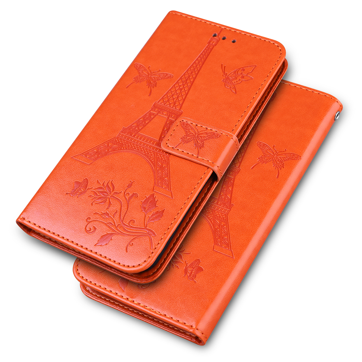 

Imprinted Flower and Tower Pattern Leather Wallet Case with Stand for iPhone 12 Pro Max 6.7-inch - Orange, iPhone 12 Pro Max