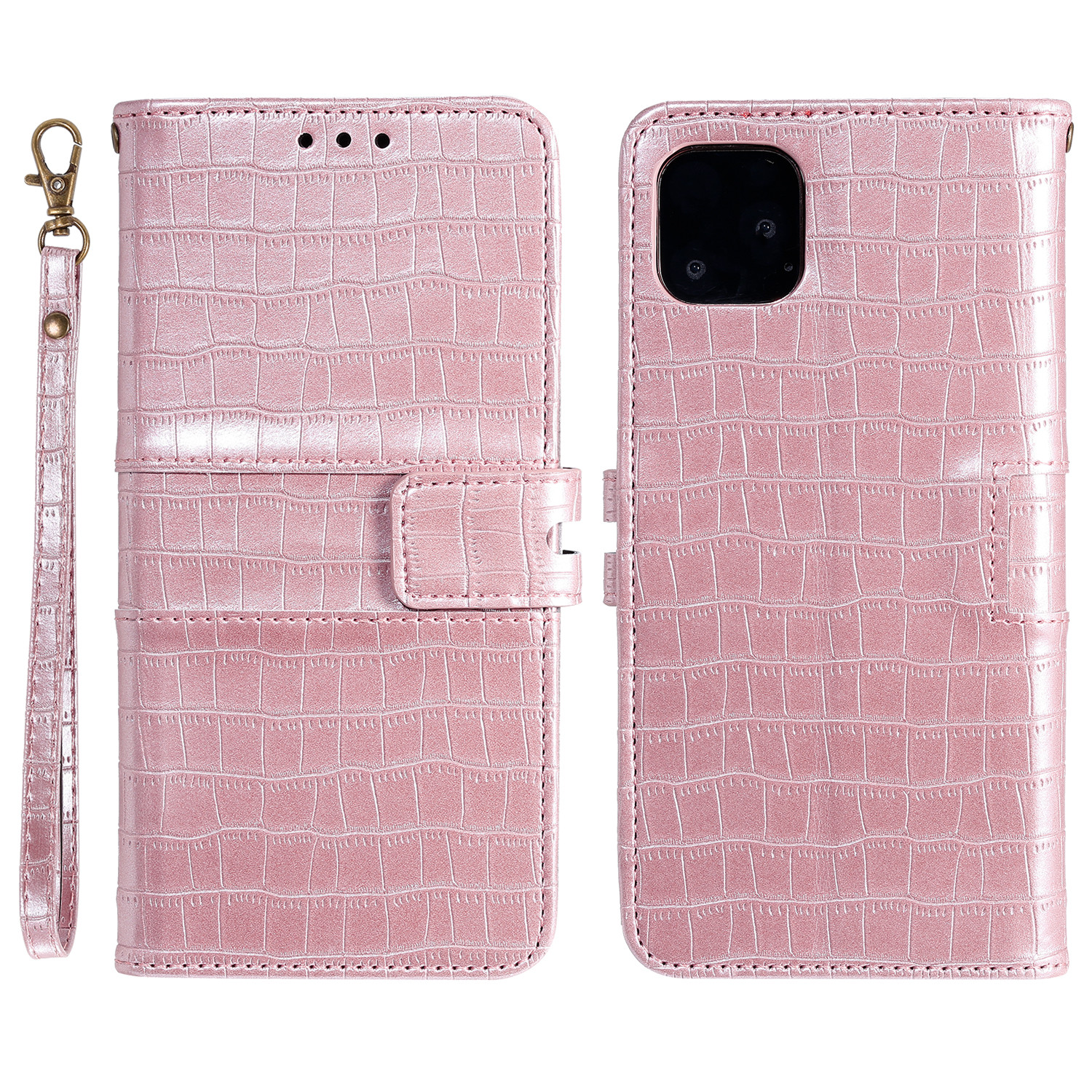 

Кожаный Кожаный Кожа Crocodile Skin pu Для Iphone 12 Pro Max 6,7 Дюйма - Розовое Золото, iPhone 12 Pro Max