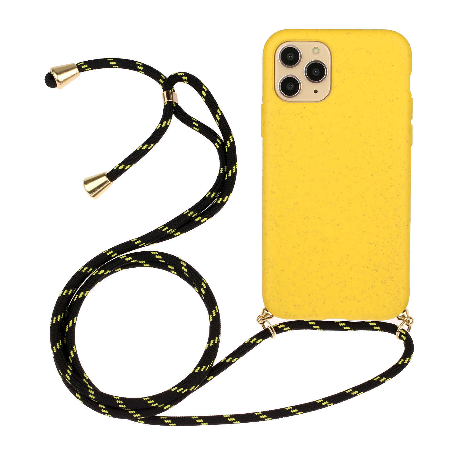 

Eco-Friendly Natural Wheat Straw Soft TPU Phone Case with Multi-function Strap for iPhone 12 mini - Yellow, iPhone 12 mini