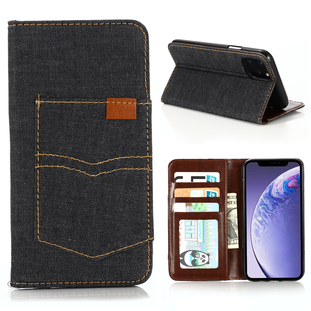 

Pocket Jeans Cloth Leather Unique Cover for iPhone 12 Pro/12 - Black, iPhone 12
