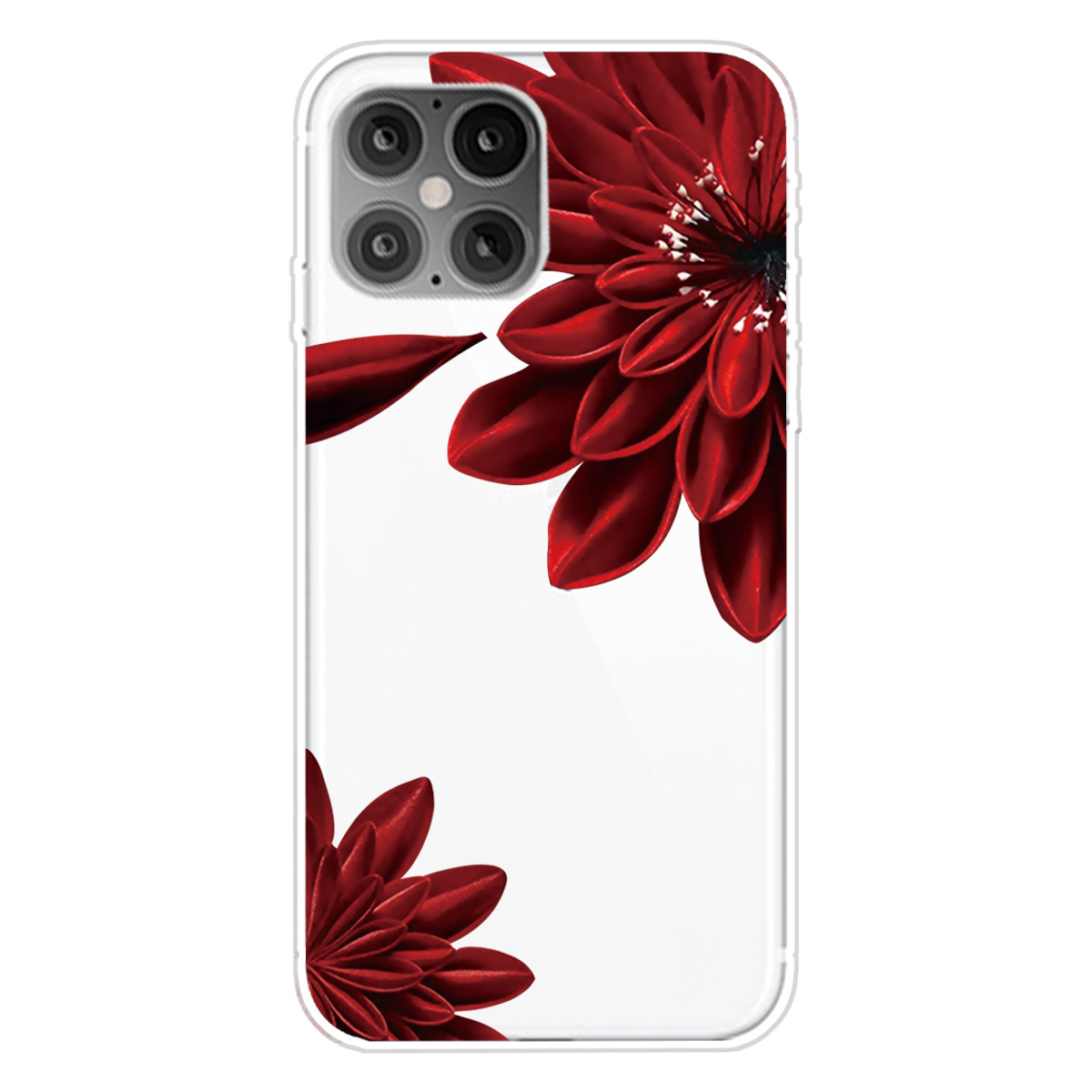 

Симпатичная Печать Phaint Printing Phone TPU Для IPhone 12 Mini - Красный Цветок, iPhone 12 mini
