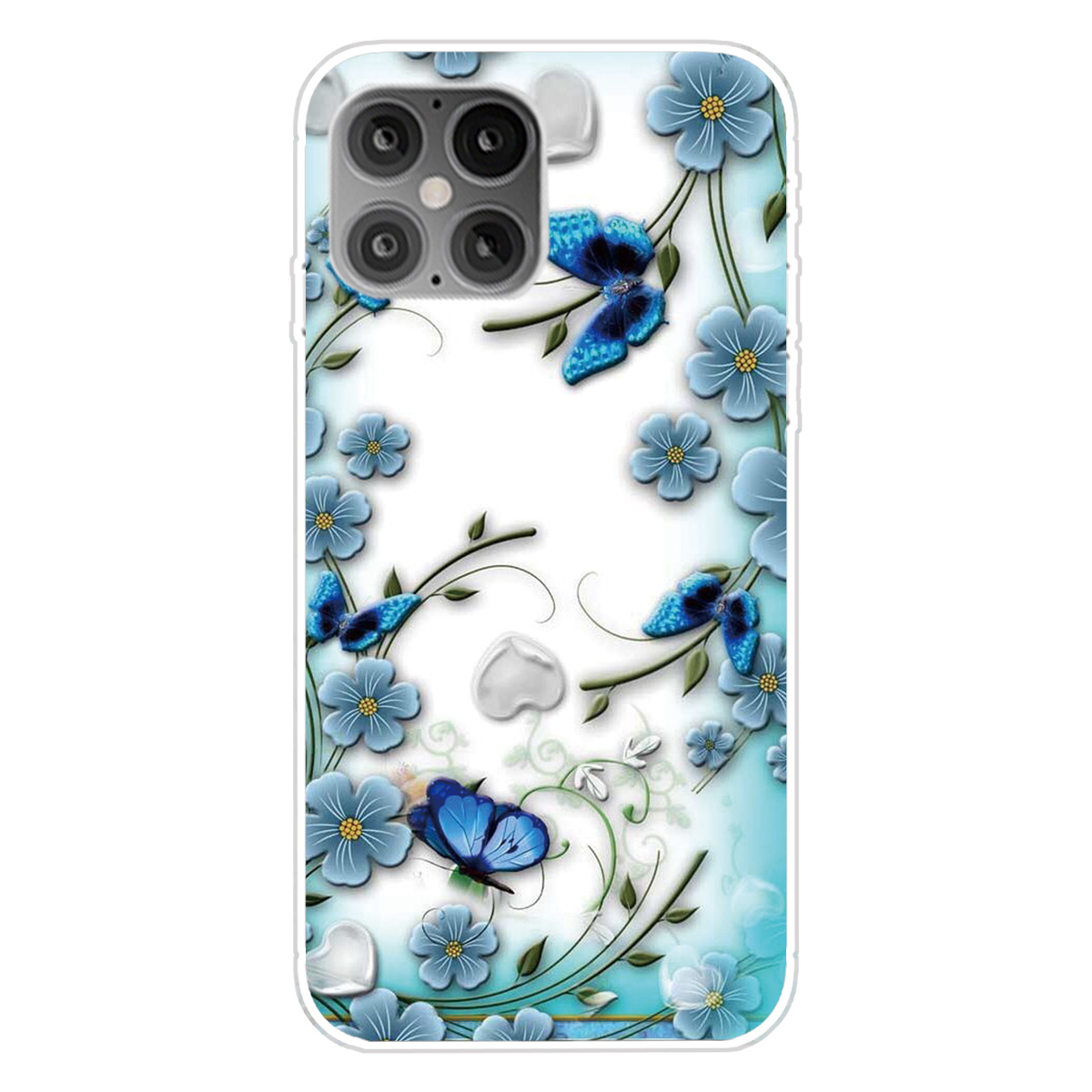 

Printing Skin Flexible TPU Protective Cover for iPhone 12 Pro Max 6.7 inch - Flower and Butterfly, iPhone 12 Pro Max