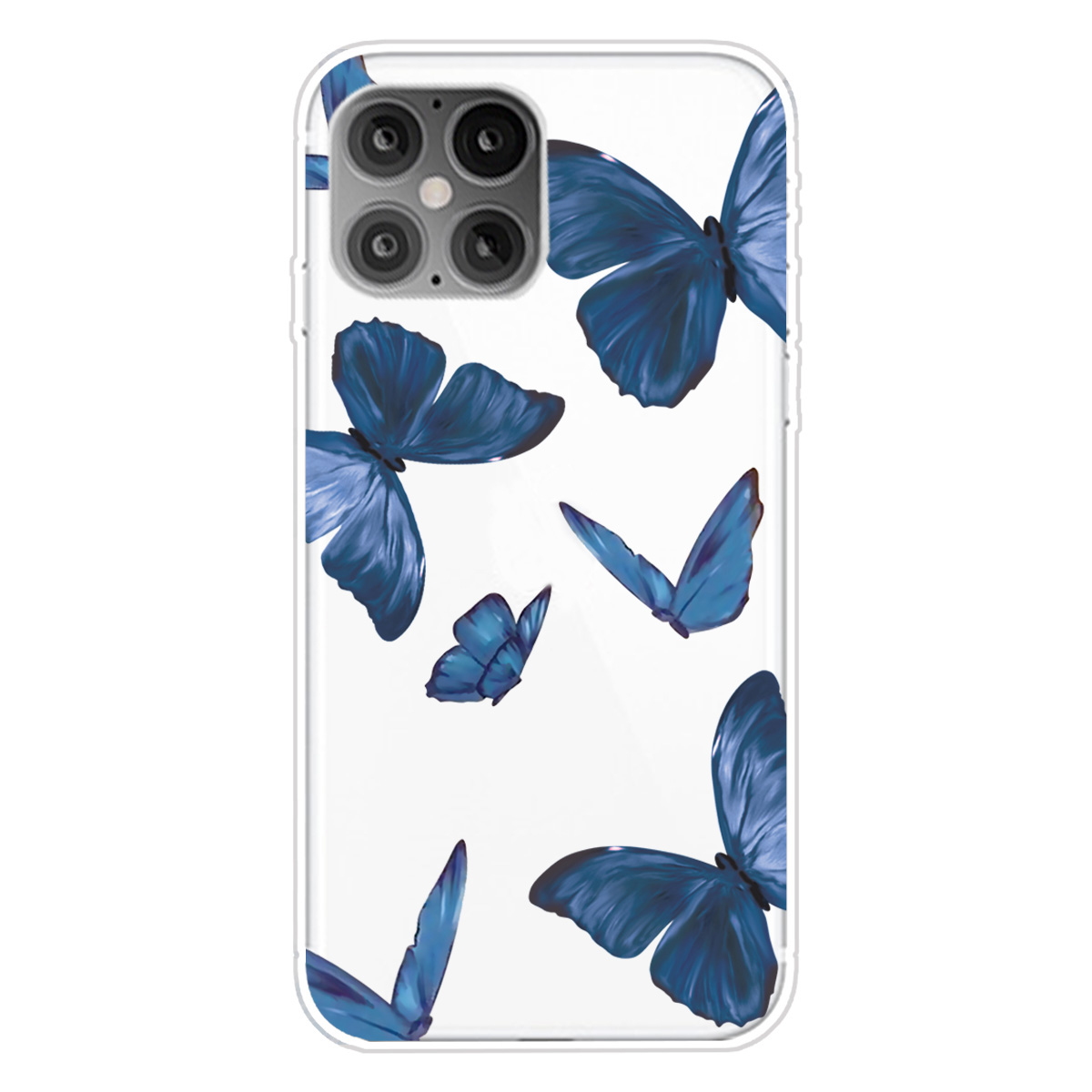 

Печатная Кожа Гибкий TPU Защитная Крышка Для IPhone 12 Pro Max 6,7 Дюйма - Синие Бабочки, iPhone 12 Pro Max