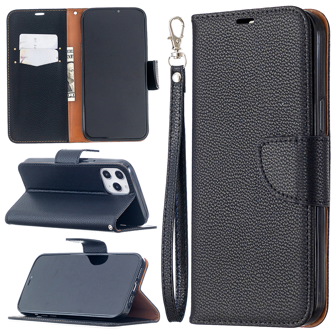 

Поверхность Litchi с Кожаной Подставкой Для Кожи Для Iphone 12 Pro Max 6,7 Дюйма - Черный, iPhone 12 Pro Max