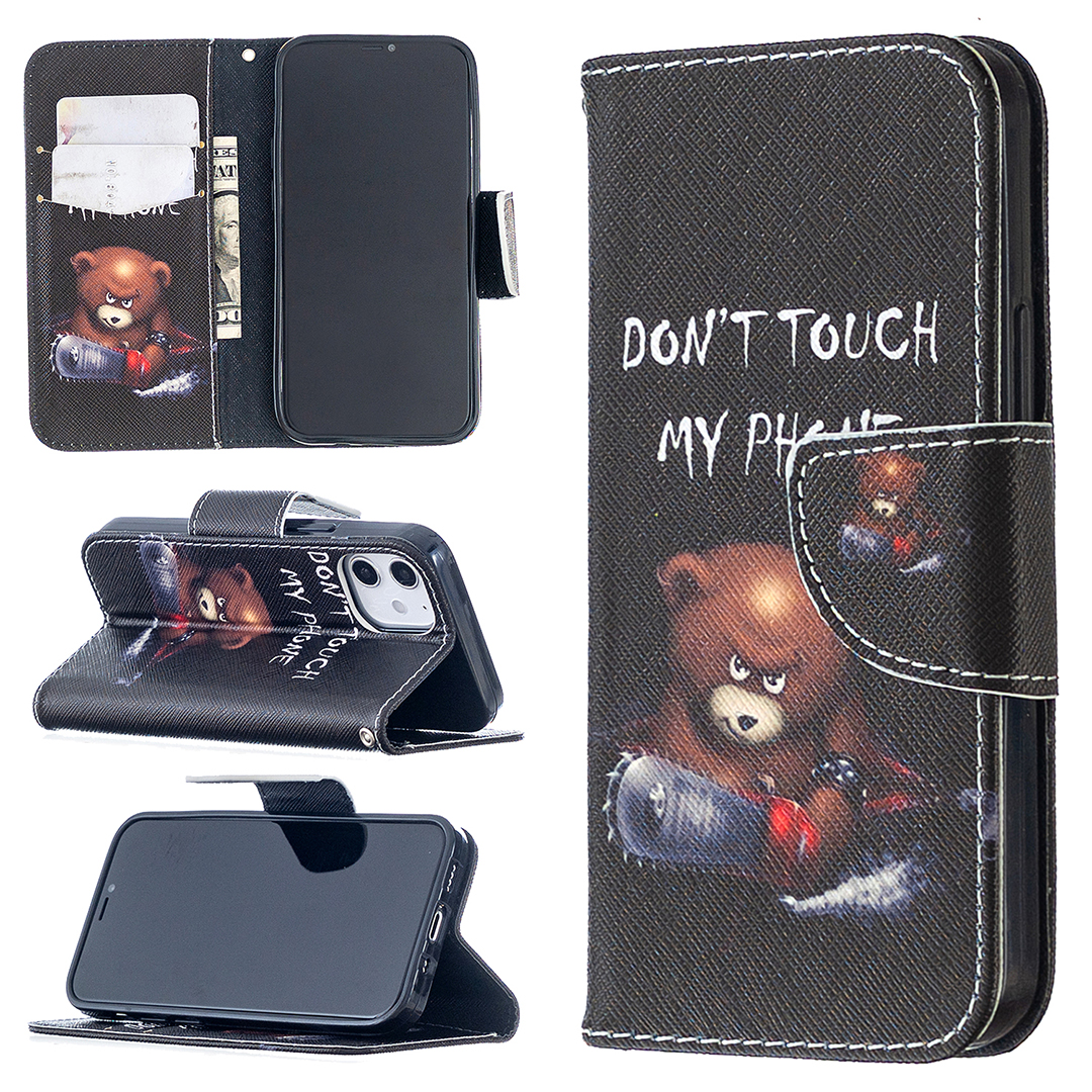 

Hot Style Pattern Printing Cover Leather Wallet Case for iPhone 12 mini - Warning Words, iPhone 12 mini