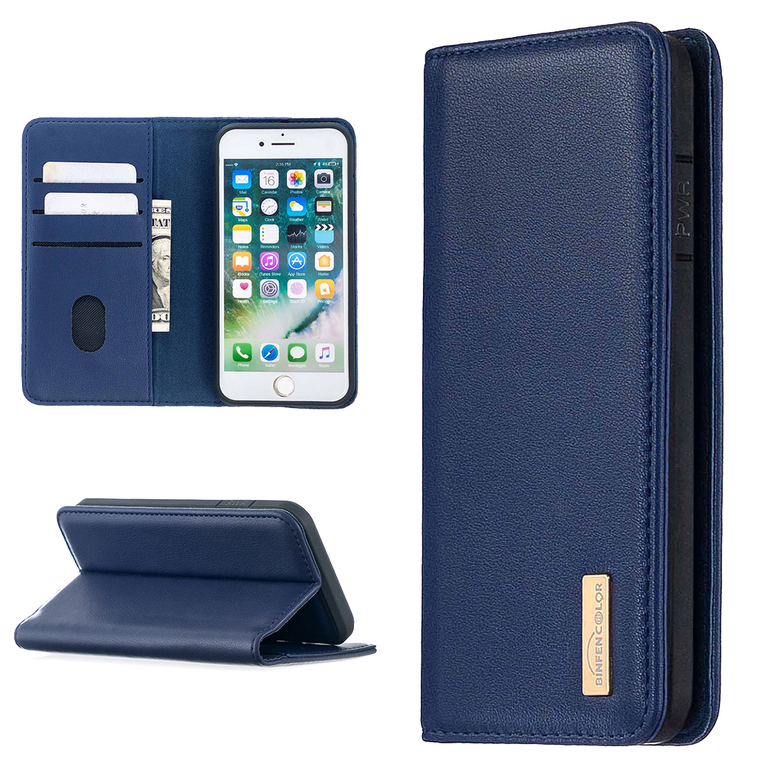 

Detachable Magnetic Genuine Leather Protector Wallet Stand Case for iPhone 7/8/SE (2020)/SE (2022) - Blue, iPhone 7 4.7 inch