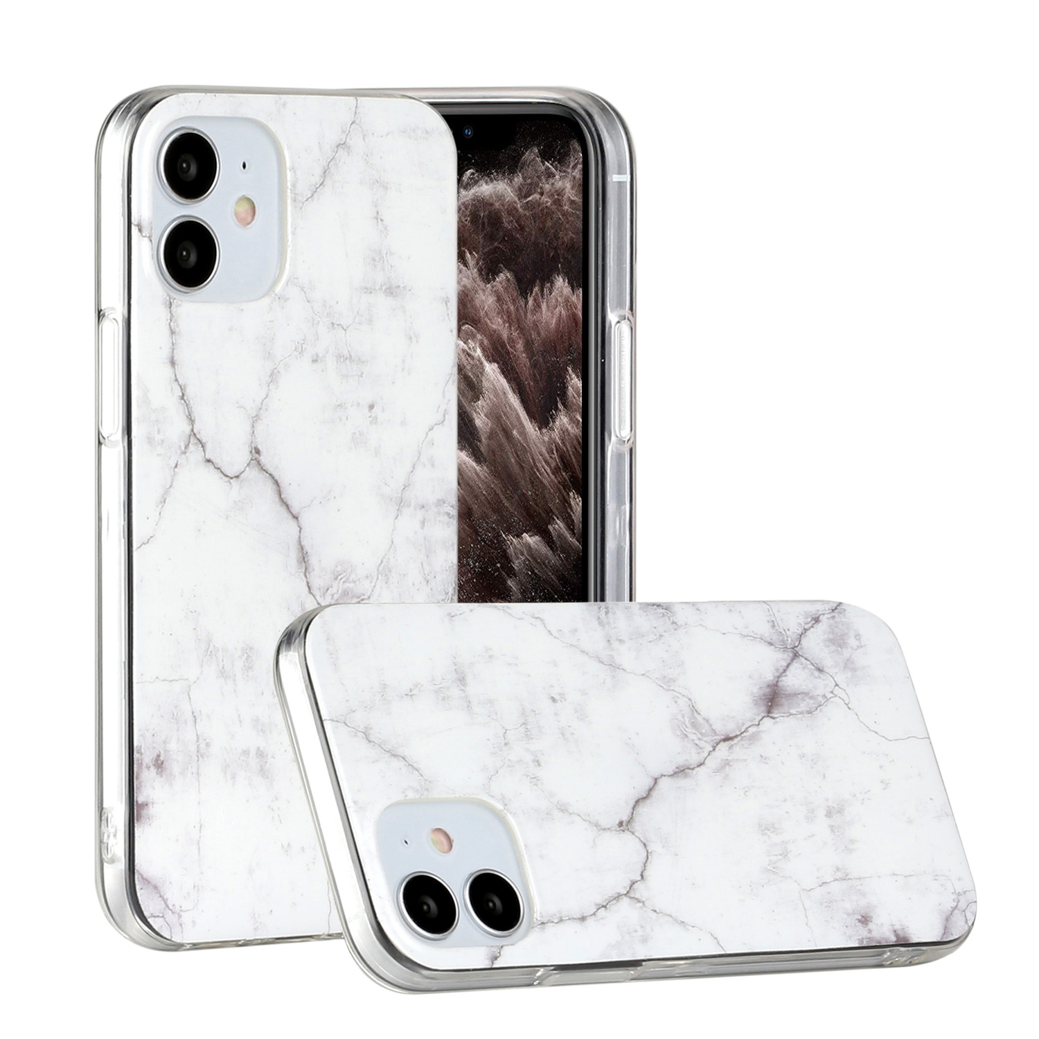 

Мраморный Узор IMD TPU Задняя Крышка Для IPhone 12 Mini - Белый С Трещиной, iPhone 12 mini