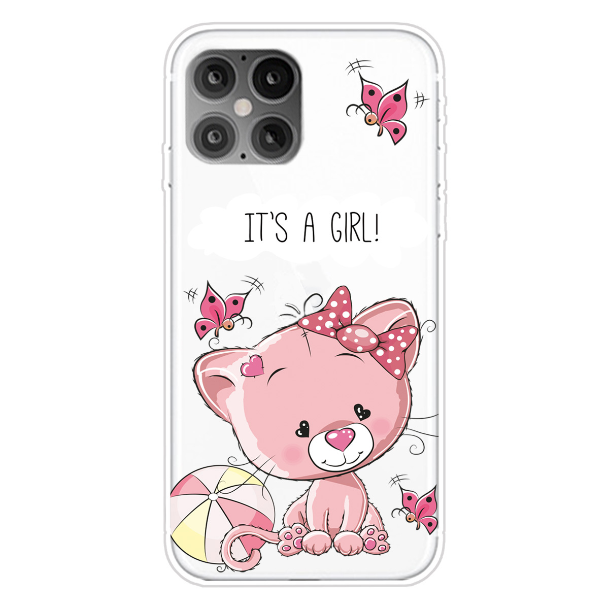 

Pattern Printing TPU Back Protective Cover for iPhone 12 mini - Pink Bear, iPhone 12 mini