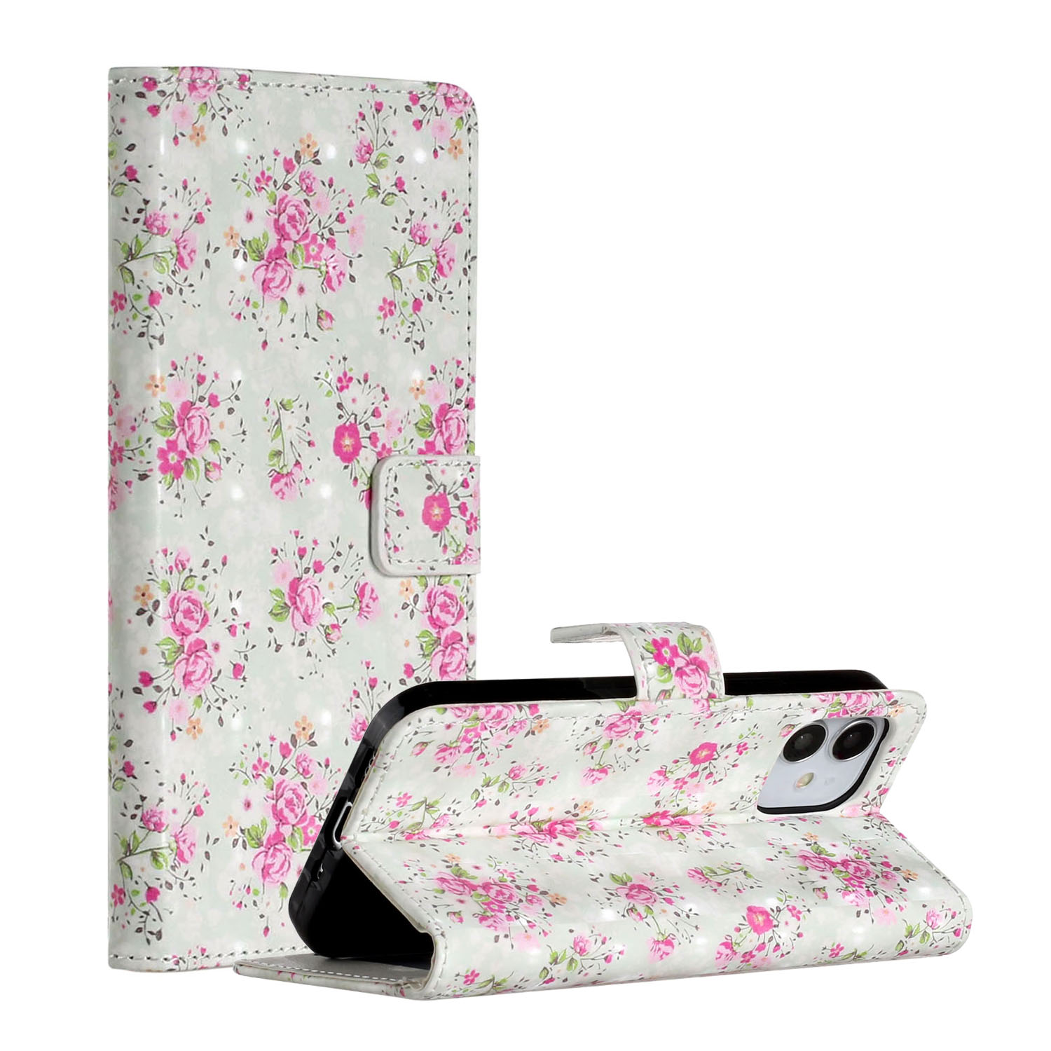 

Light Spot Decor Patterned Phone Cover Wallet Leather Case for iPhone 12 Pro Max 6.7 inch - Vivid Flowers, iPhone 12 Pro Max