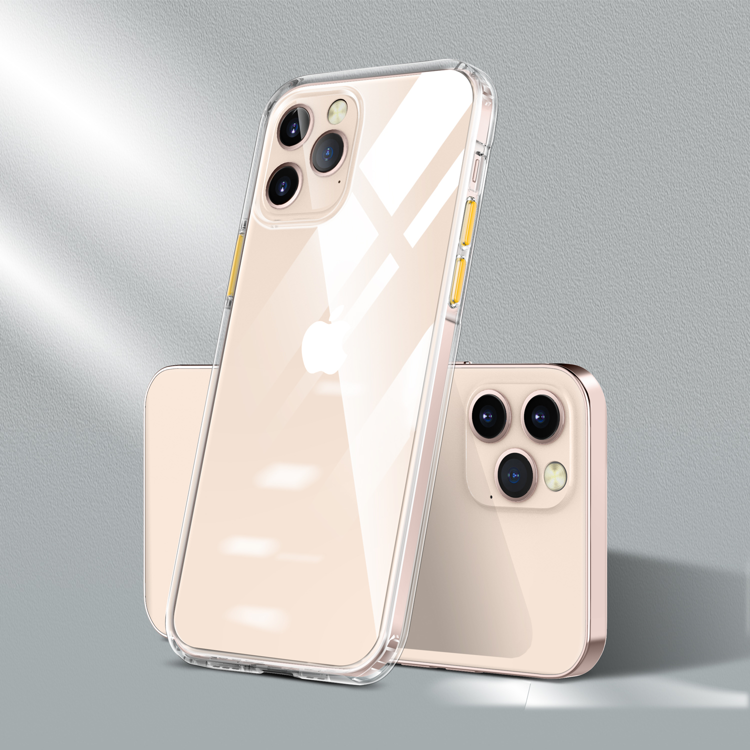 

Очистить Ударопрочный TPU Сотовый Телефон Оболочкой Для IPhone 12 Pro / 12 - Желтая Кнопка, iPhone 12