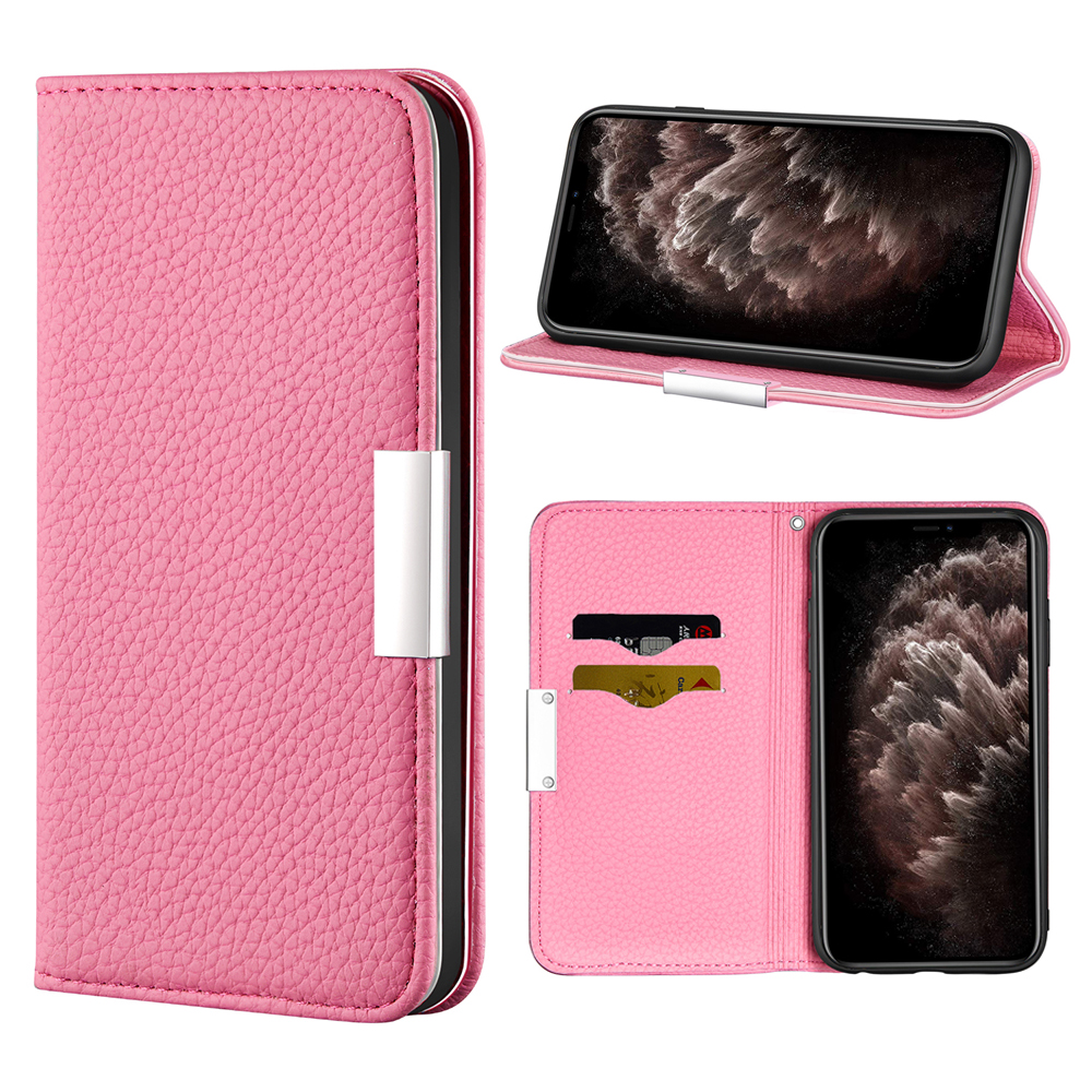 

Litchi Skin Auto-absorbed Leather with Card Slots Shell for iPhone 12 Pro Max 6.7-inch - Pink, iPhone 12 Pro Max