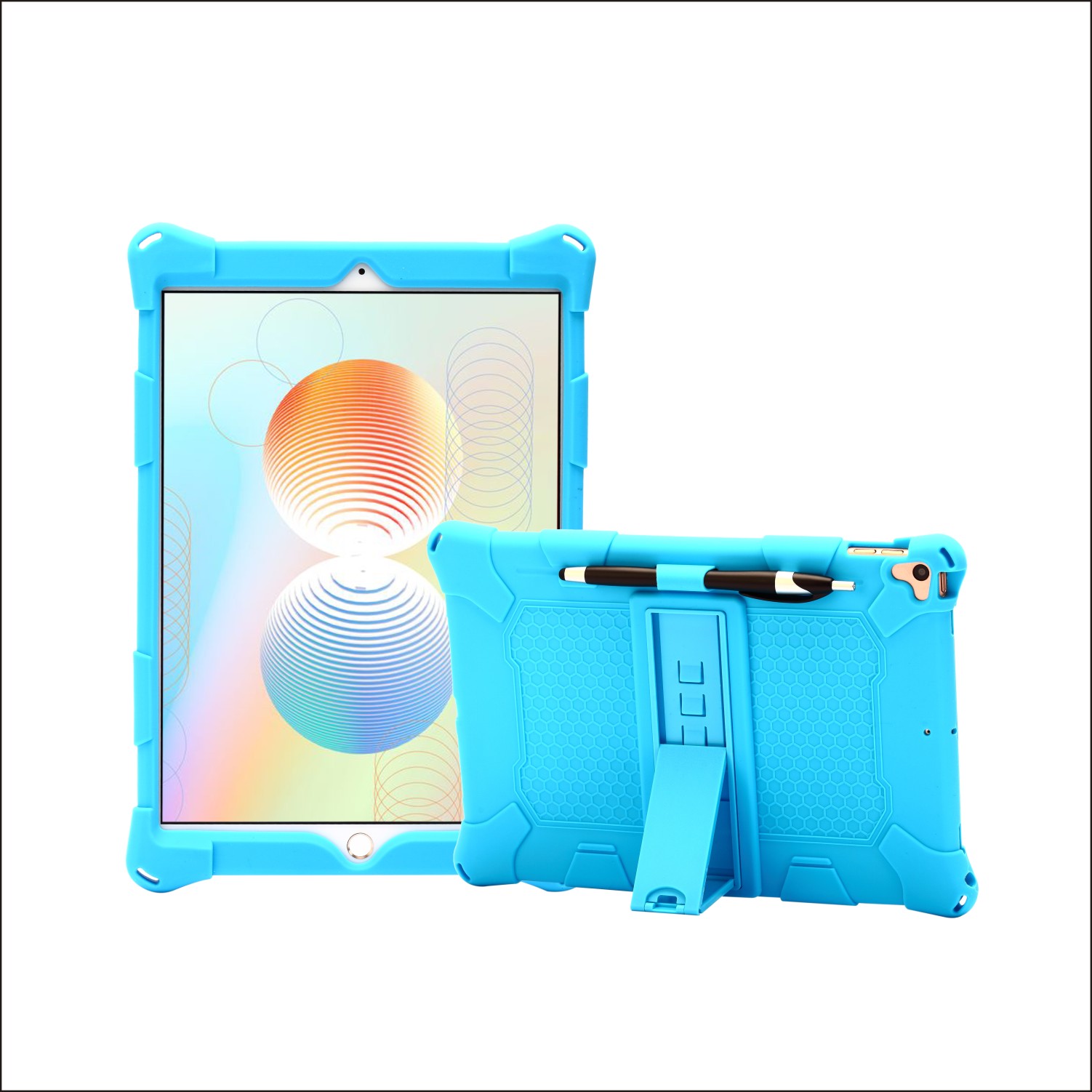 

С Подвесной Веревкой Kickstand PC + Силиконовая Крышка Для IPad 10.2 (2019) / IPad Air 10,5 Дюйма (2019) - Голубые, iPad 10.2 (2020)