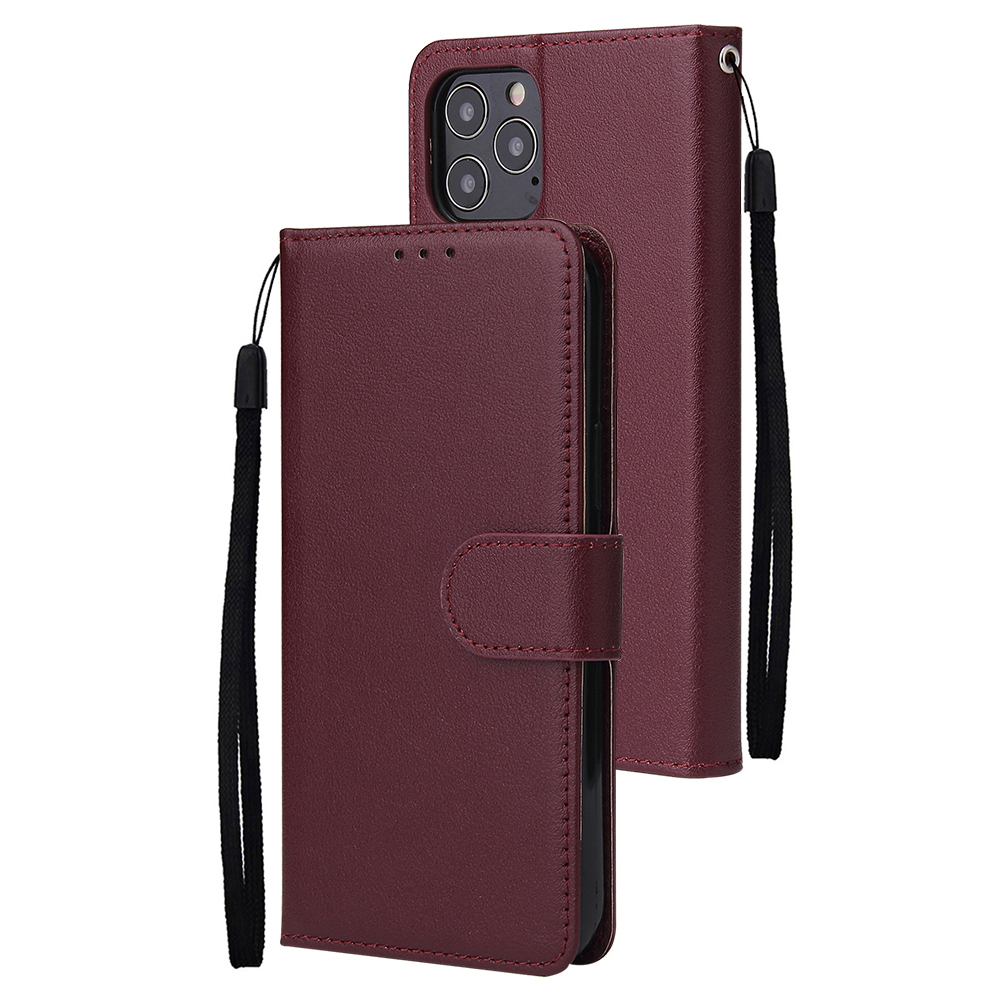 

PU Leather with Wallet Cell Phone Case for iPhone 12 mini - Wine Red, iPhone 12 mini