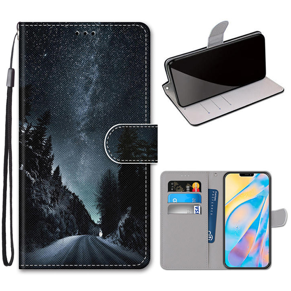 

Printing Texture Leather Cell Phone Cover with Strap for iPhone 12 mini - Road, iPhone 12 mini