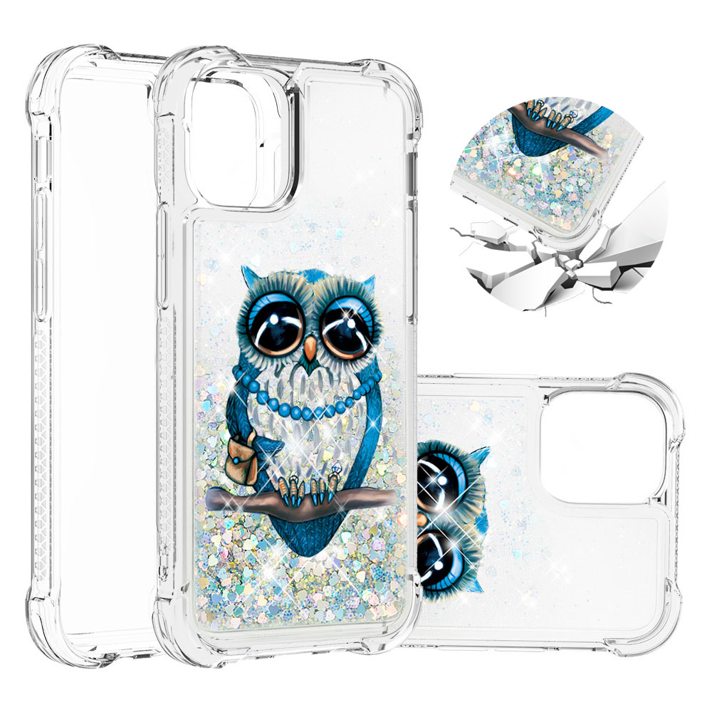 

Pattern Printing Blitter Powder Sequins TPU Case Для IPhone 12 Pro / 12 - Сова, iPhone 12