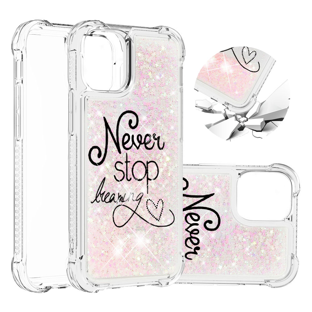 

Pattern Printing Glitter Powder Sequins TPU Case for iPhone 12 Pro/12 - Never Stop Dreaming, iPhone 12