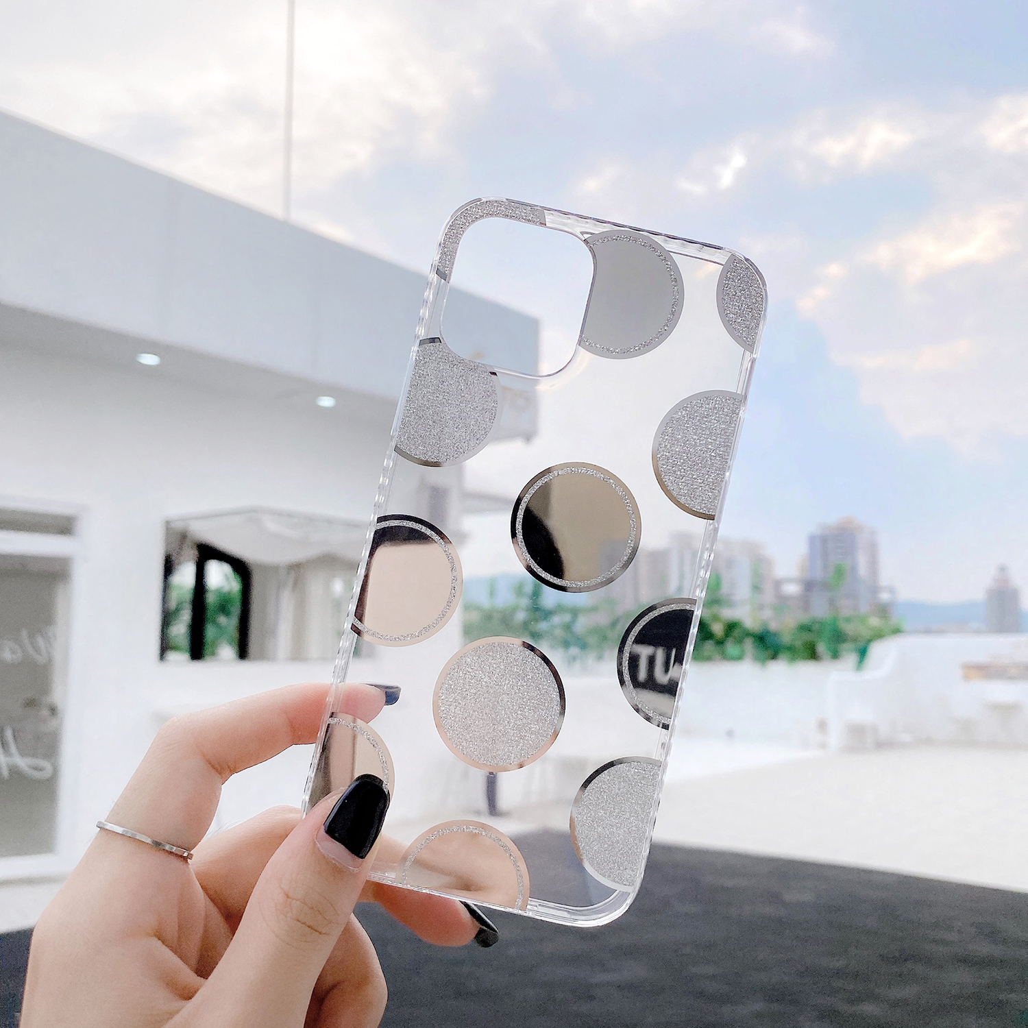 

Love Heart Dot Pattern Shell TPU Case for iPhone 12 mini - Dot/Silver, iPhone 12 mini