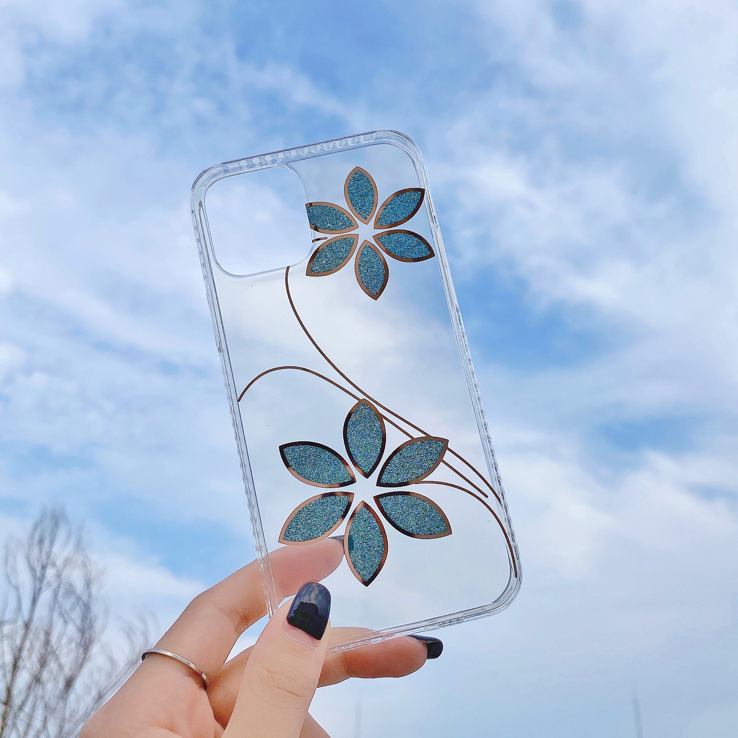 

Flower Pattern TPU Case for iPhone 12 mini - Green, iPhone 12 mini
