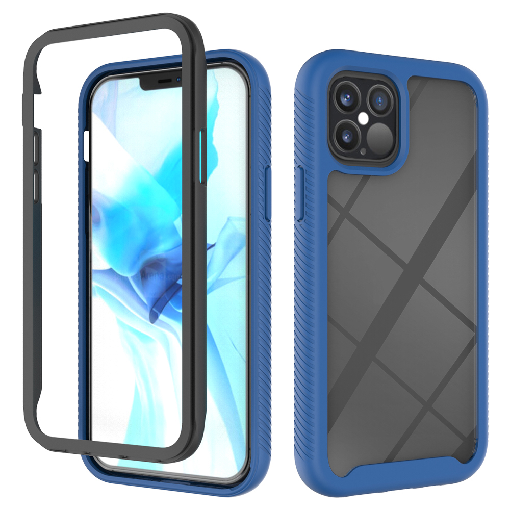 

Shockproof PC + TPU Hybrid Phone Cover for iPhone 12 Pro/12 - Dark Blue, iPhone 12