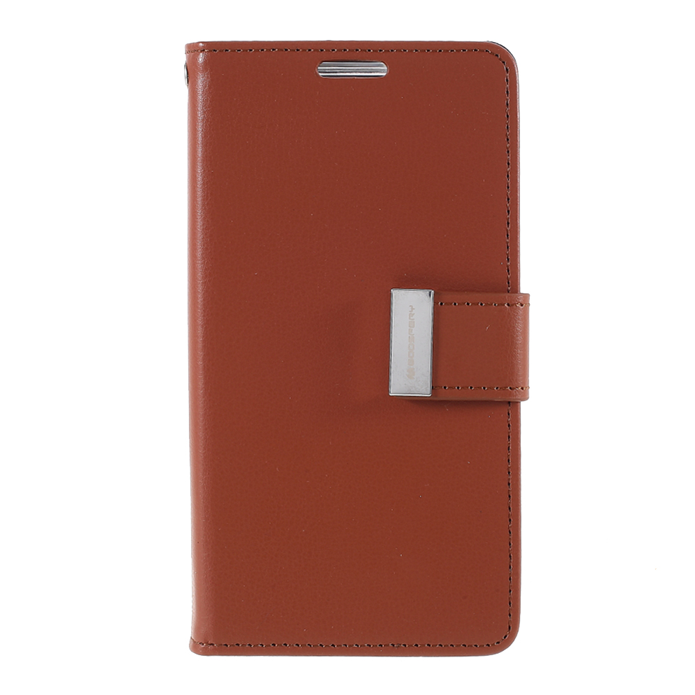 

MERCURY GOOSPERY Rich Diary Leather Wallet Cover for iPhone 12 Pro Max 6.7 inch - Brown, iPhone 12 Pro Max