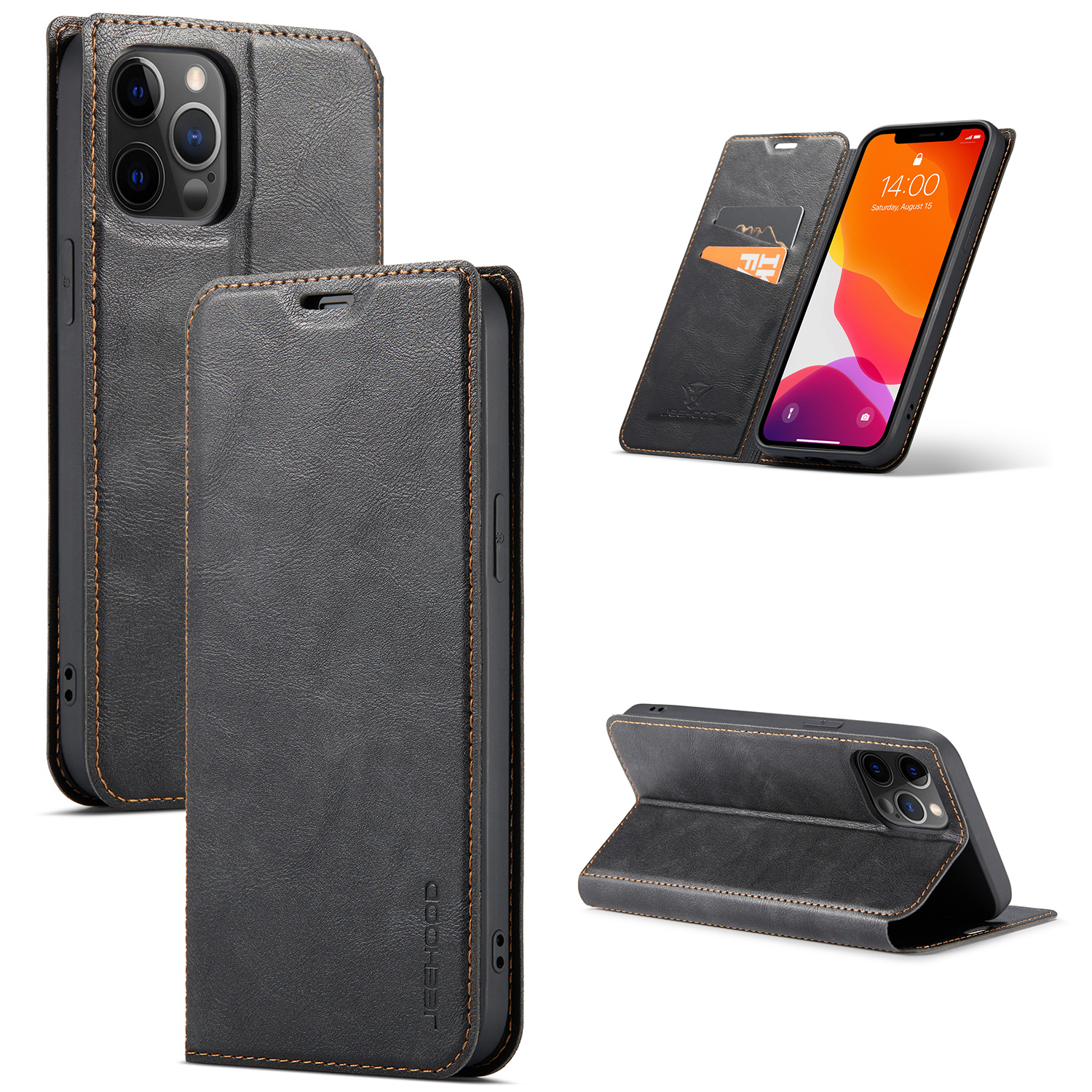 

Ultra-thin Leather Phone Cover for iPhone 12 mini - Black, iPhone 12 mini