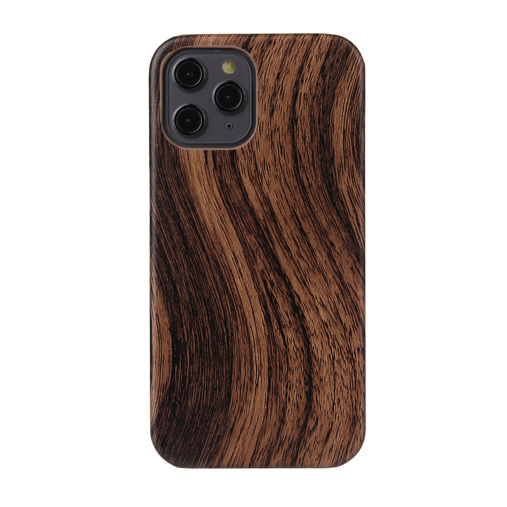 

PU Leather Coated Hard PC Protective Cover For iPhone 12/12 Pro - Wood Grain, iPhone 12