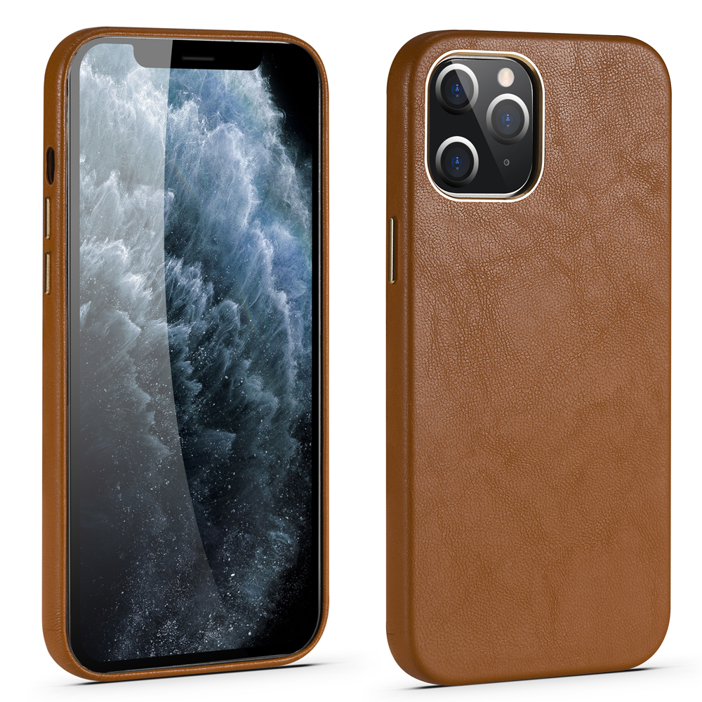 

Корпус TPU С Покрытием Из Кожи Для IPhone 12 Pro / 12 Metal Боковая Крышка Кнопки - Коричневый, iPhone 12