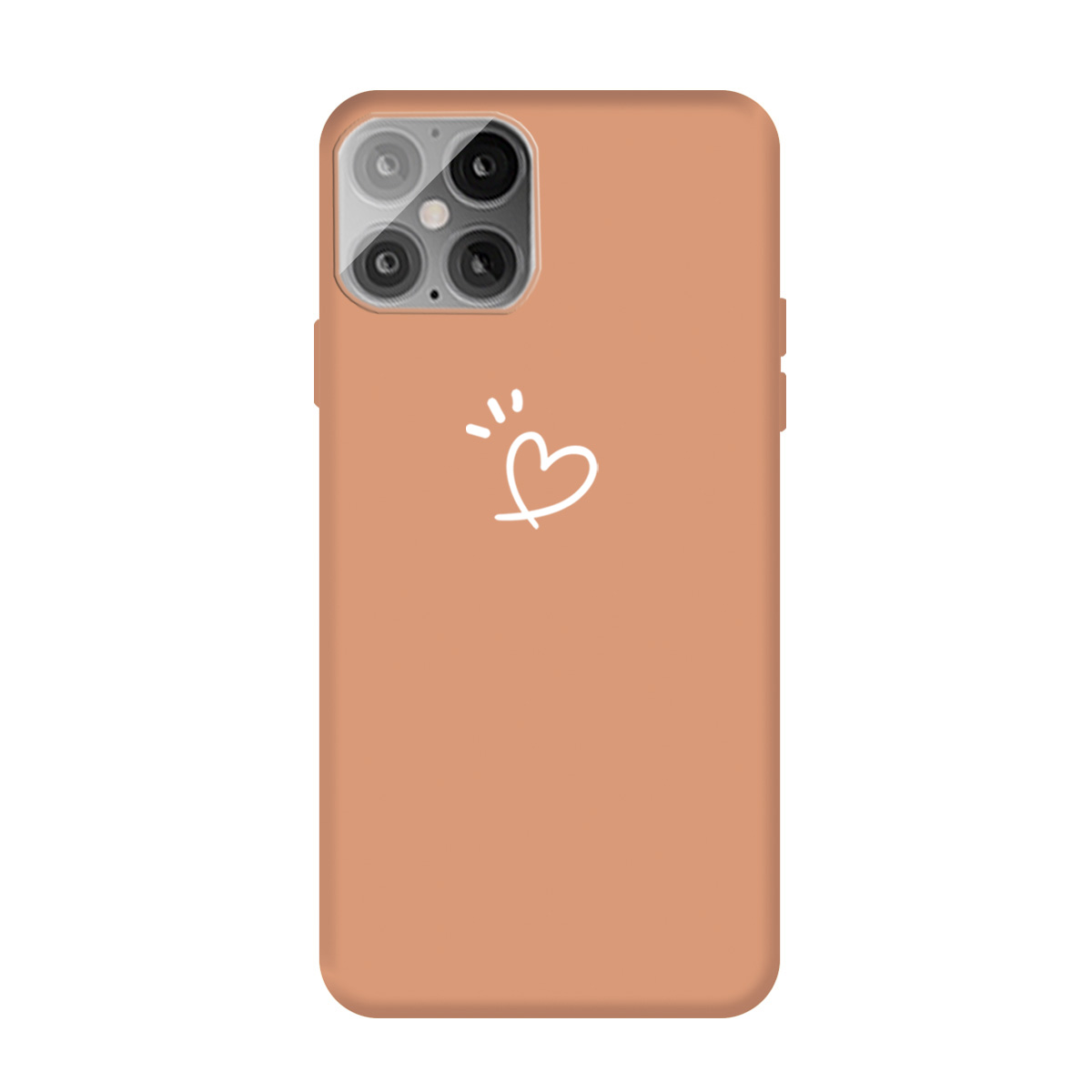 

Heart Pattern Decor Matte TPU Phone Case Cover for iPhone 12 mini 5.4 inch - Orange, iPhone 12 mini